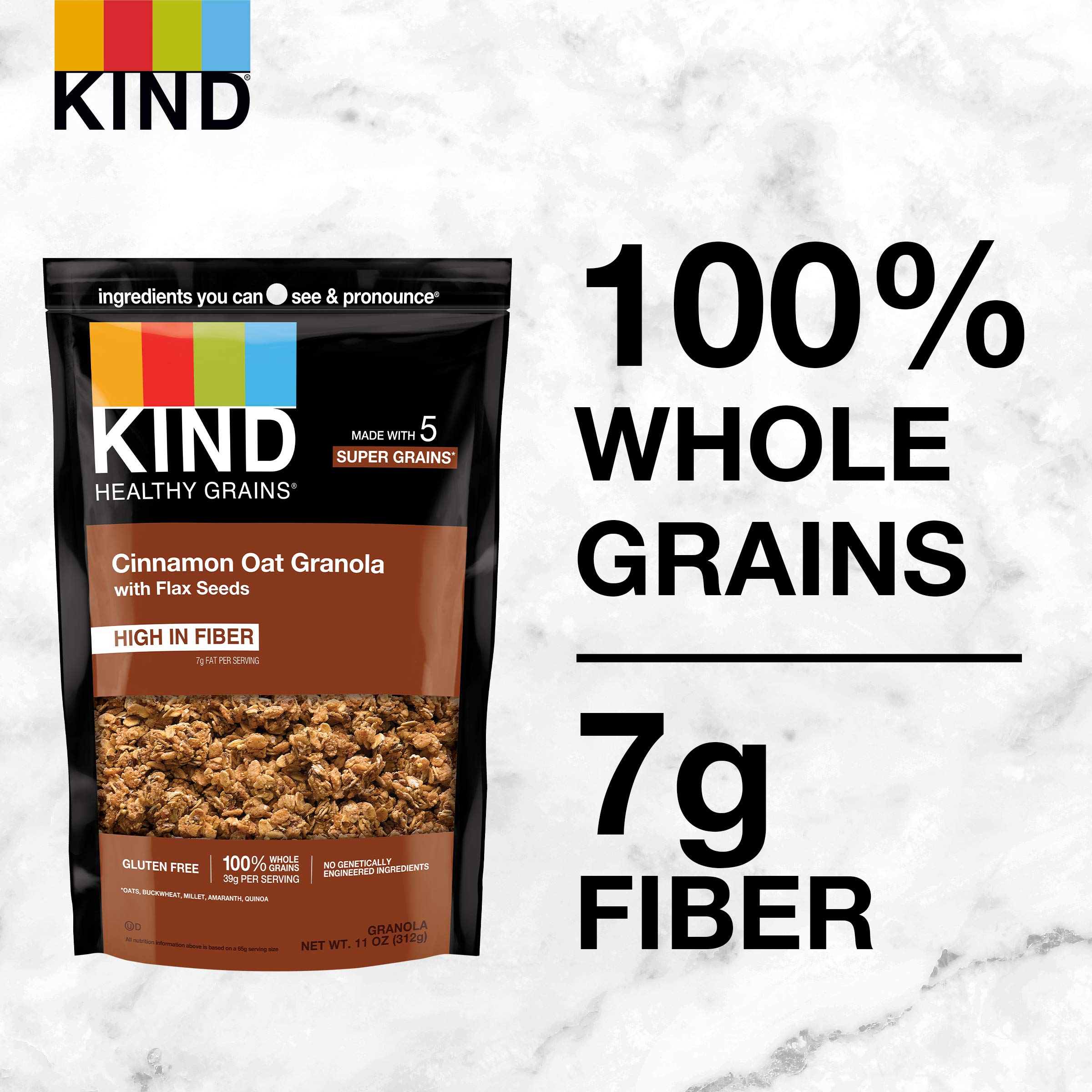 KIND Healthy Grains Clusters - Cinnamon Oat with Flax Seeds, Gluten Free Snack Bars, 11oz (6 Pack) | Perfect for Breakfast, On-the-Go Snacking & Healthy Lifestyle