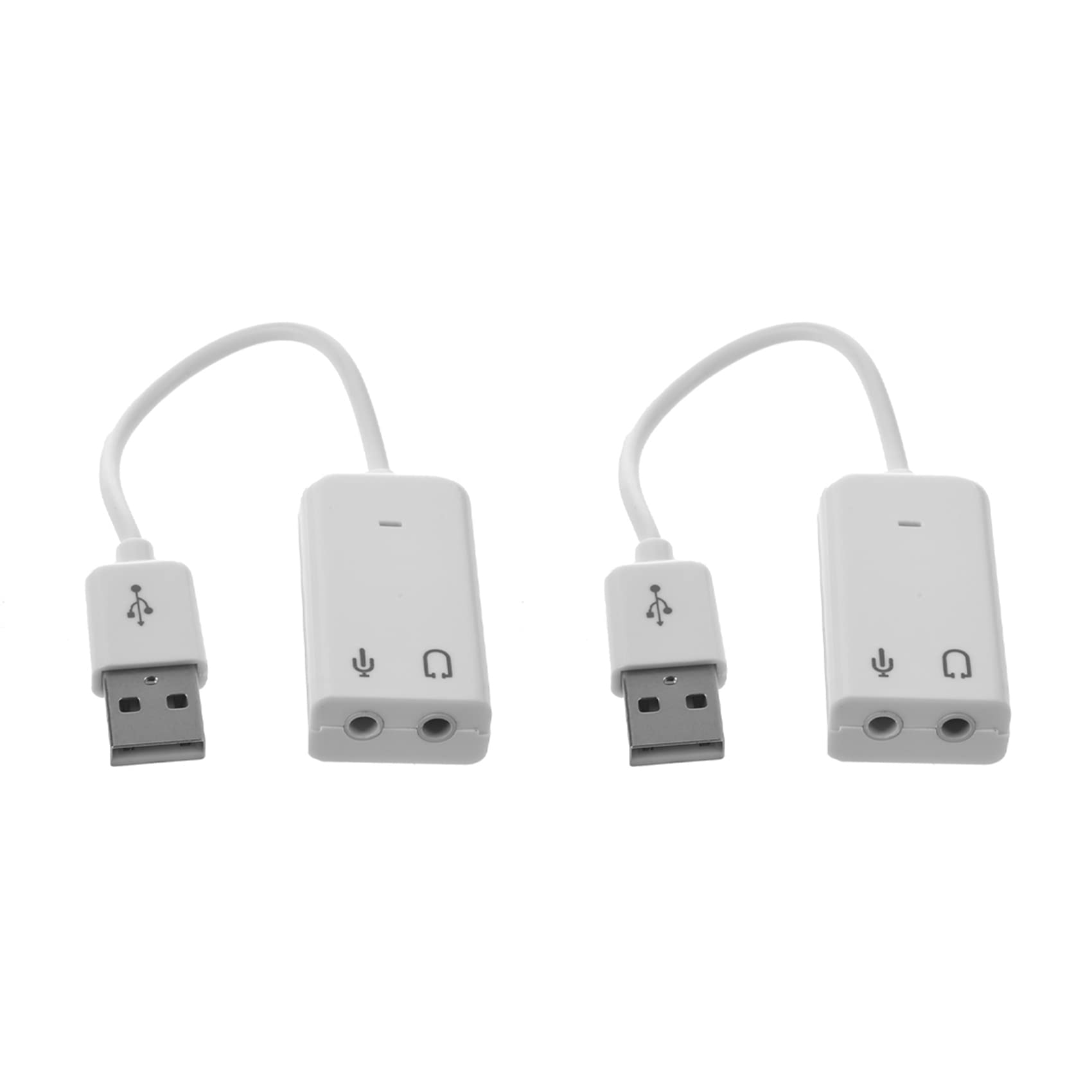 Zerthaus 3-Piece USB 2.0 Audio Adapter with 3.5mm Microphone & Earphone Jack - White | for PC, Laptop, Gaming Headset & External Speakers | Plug & Play Sound Card for Enhanced Audio Experience