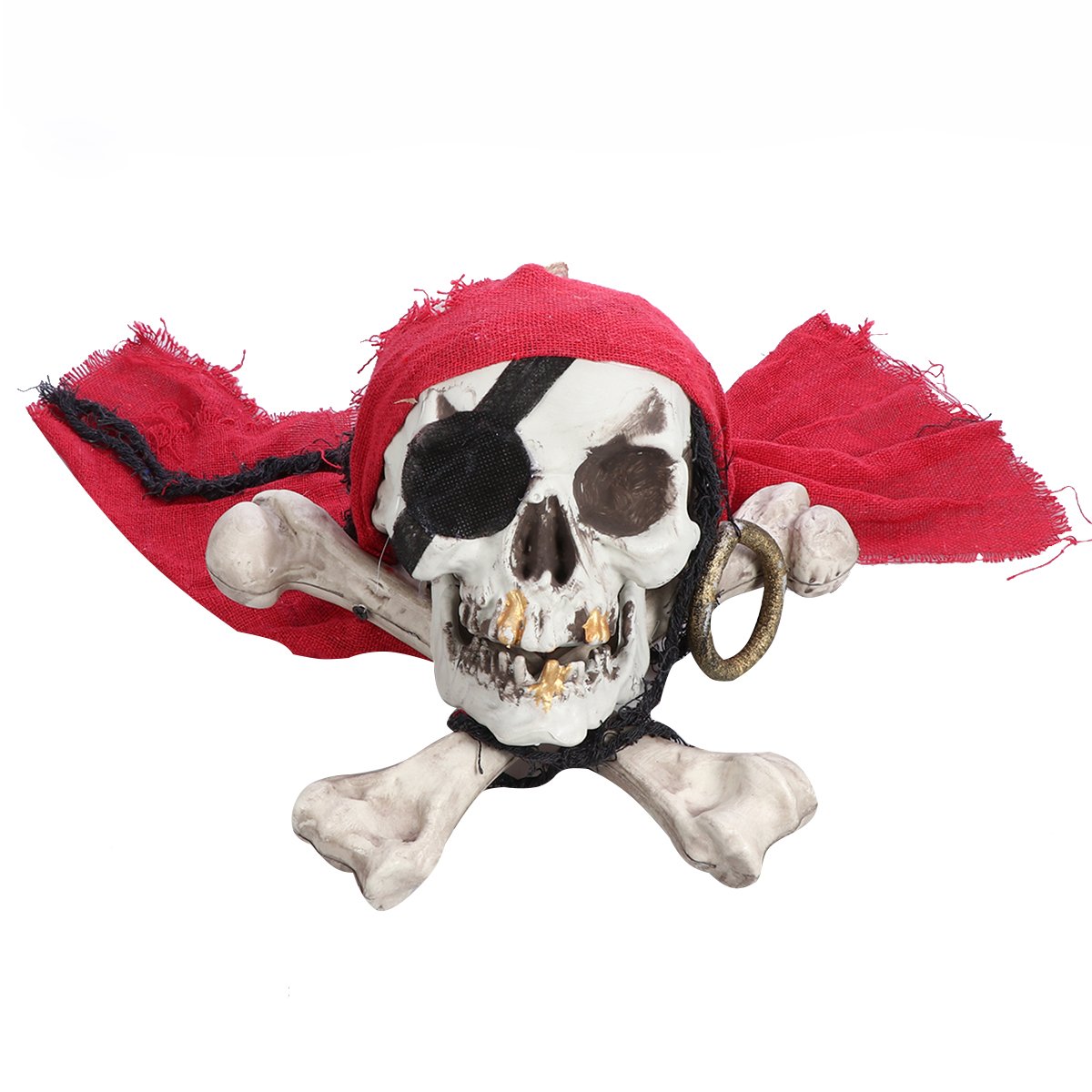 Amosfun Halloween Plastic Skull Head Decor - One-Eyed Pirate & Mummy Skeleton Sculpture for Spooky Party Decorations | Perfect for Halloween Party, Haunted House, and Horror Theme Events