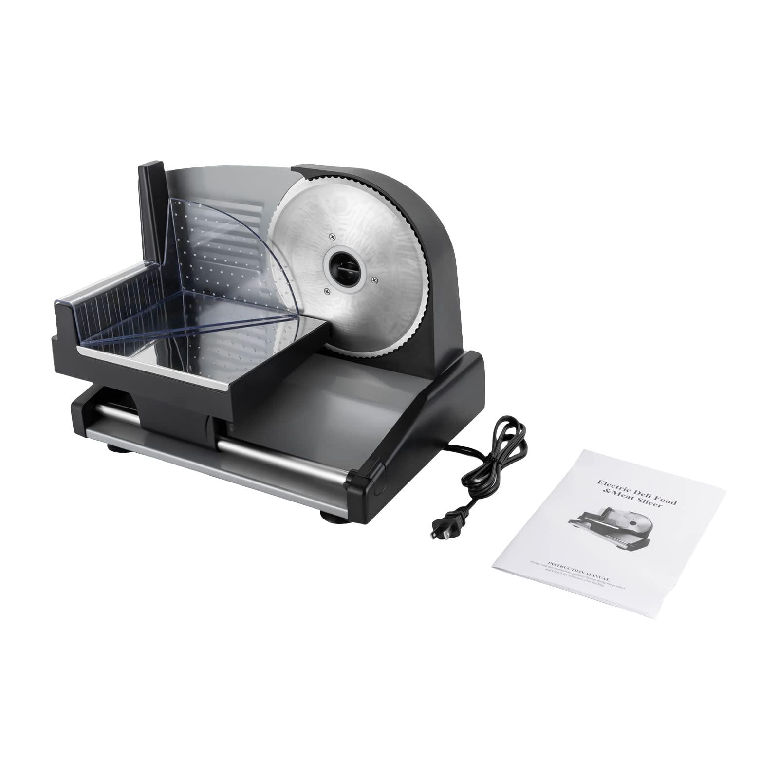Commercial Electric Meat Slicer Machine - Adjustable Thickness Stainless Steel Blade for Pork, Beef, Mutton & Vegetables - 200W Heavy Duty Slicer for Home & Restaurant Use - Perfect for Deli, Butcher Shop & Food Prep