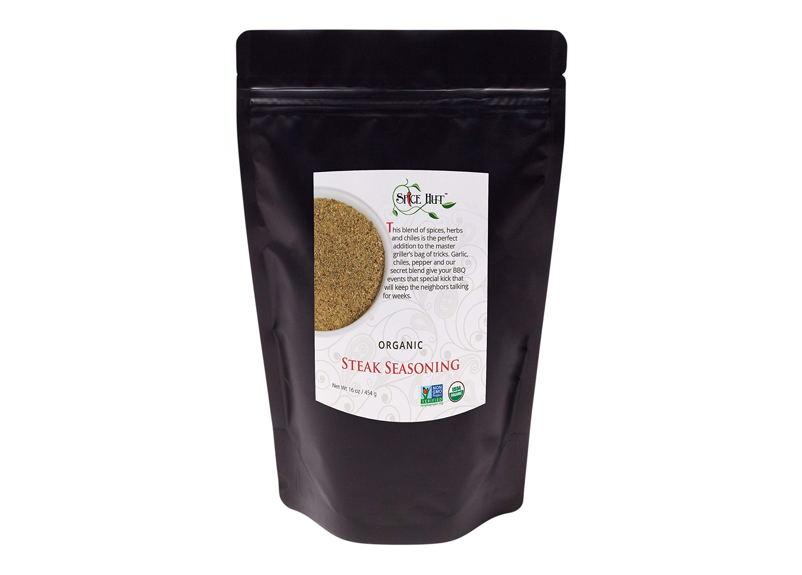 Organic Steak Seasoning & Dry Rub - Sugar-Free, No Salt, All-Natural Spice Mix for Prime Rib, Roast, Burgers, Chicken & Beef | Kosher, Vegan, Gluten-Free, Keto-Friendly (1lb Bulk Pack) | Perfect for Grilling, BBQ, Home Cooking & Restaurant Use