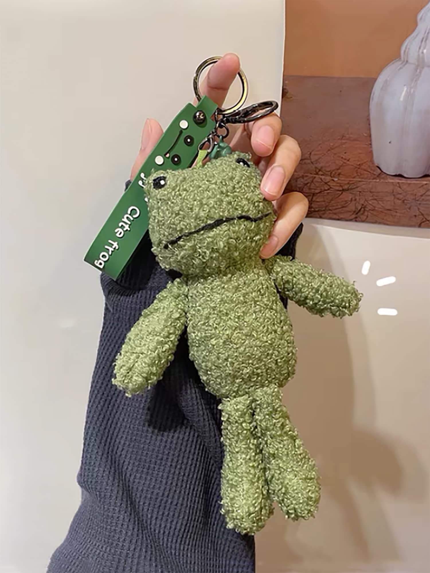 Adorable Frog Plush Keychain - Kawaii Cute Keyring Accessories for Backpacks, Bags, Purse & Car Keys | Perfect Birthday, Christmas, Valentine's Day Gift for Men & Women | Great for Everyday Use, Travel & Key Organization