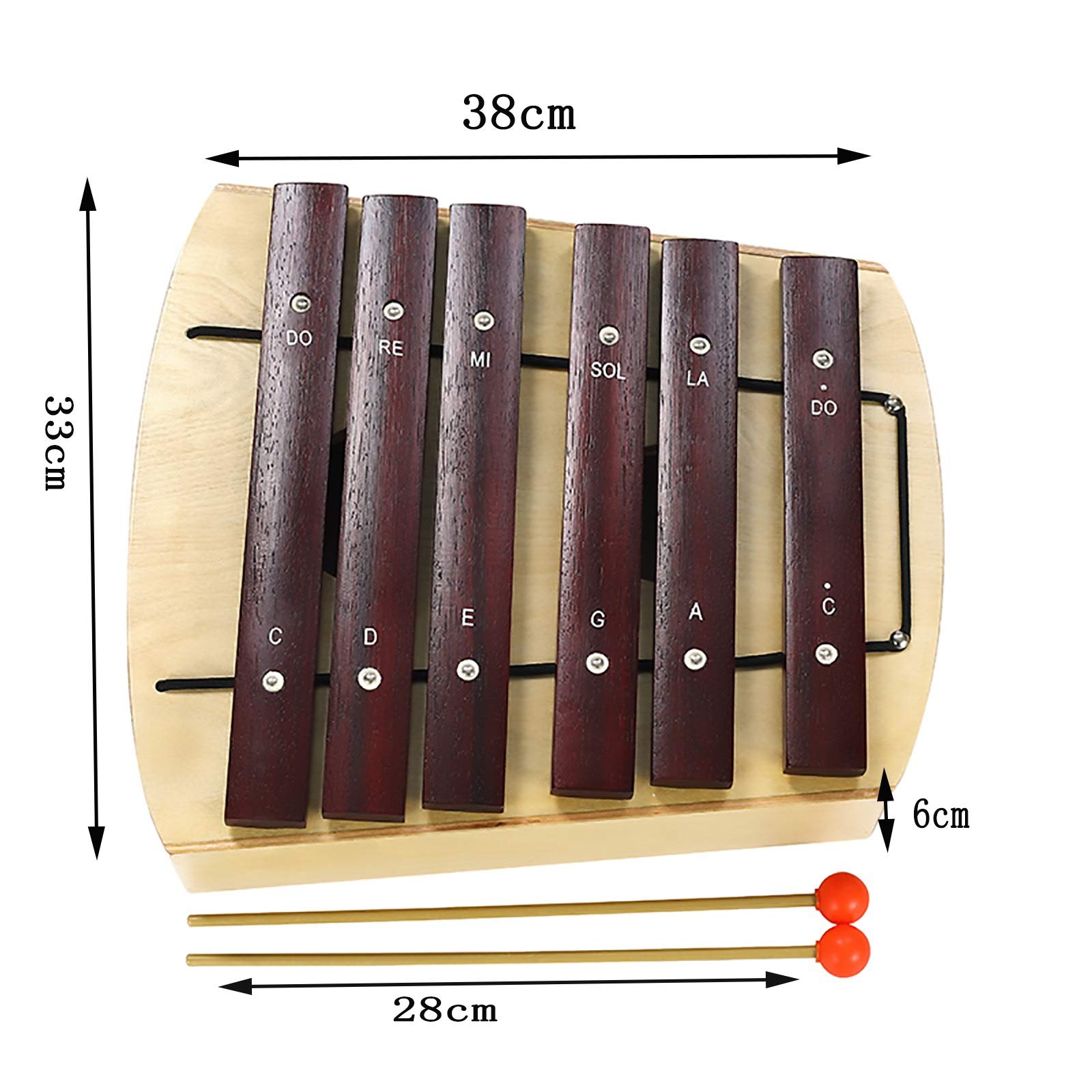 6-Note Wooden Xylophone Percussion Instrument with 2 Mallets & Carry Bag - Educational Musical Toy for Kids & Adults - Perfect for Music Class, Home Play & Gift Giving