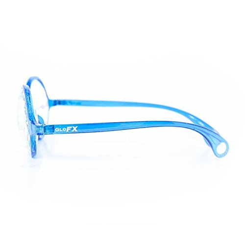 GloFX Transparent Blue Kaleidoscope Glasses - Rainbow Prism Diffraction Lenses for Rave Parties, Music Festivals & Trippy Visual Effects - Fun Light Refraction Eyewear for Concerts, EDM Events & Psychedelic Experiences