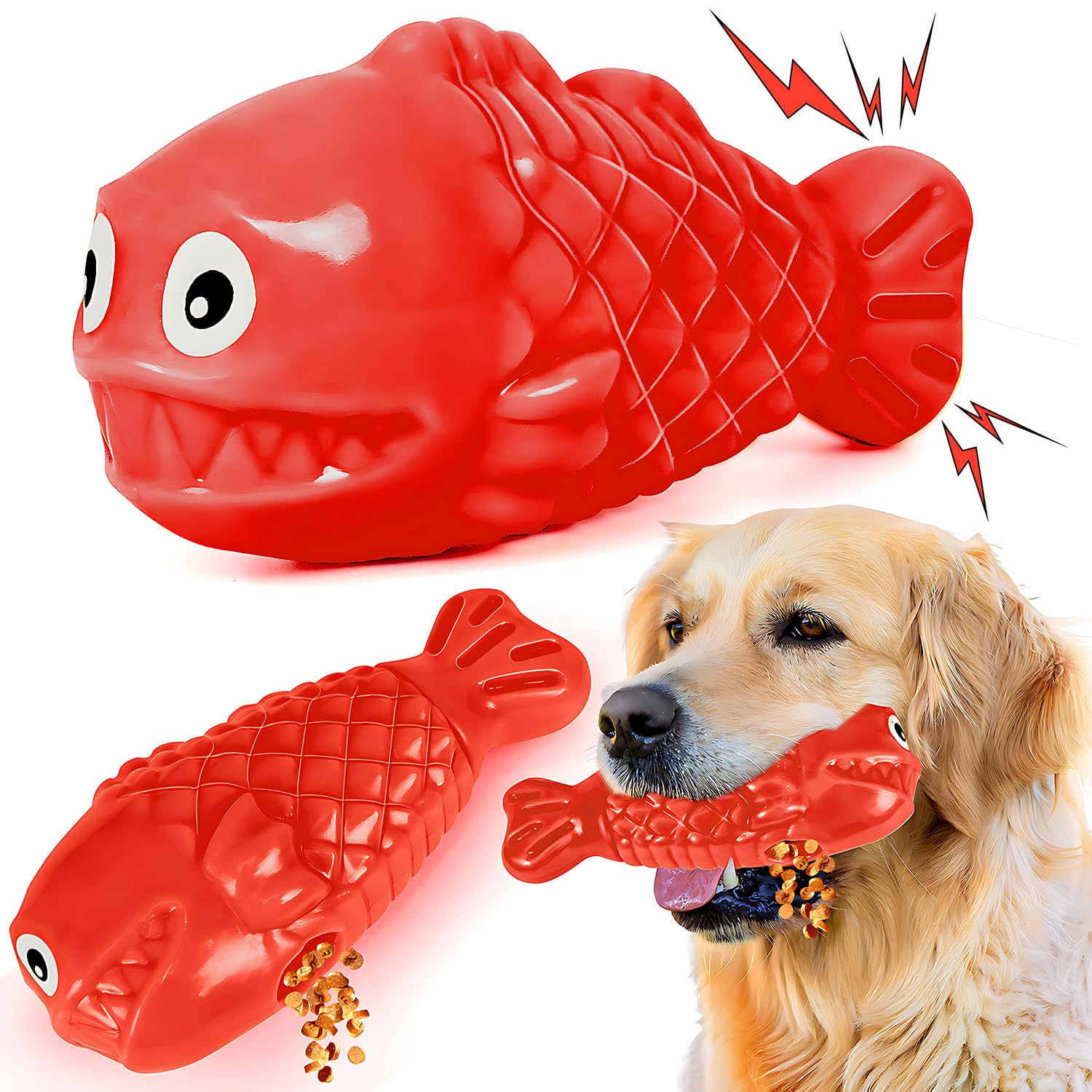 **Indestructible Dog Chew Toys for Aggressive Chewers - Tough Nylon Bone Treat Dispenser for Large & Medium Breeds - Interactive Squeaky Durable Chew Toy (Red) - Perfect for Playtime, Training & Anxiety Relief**