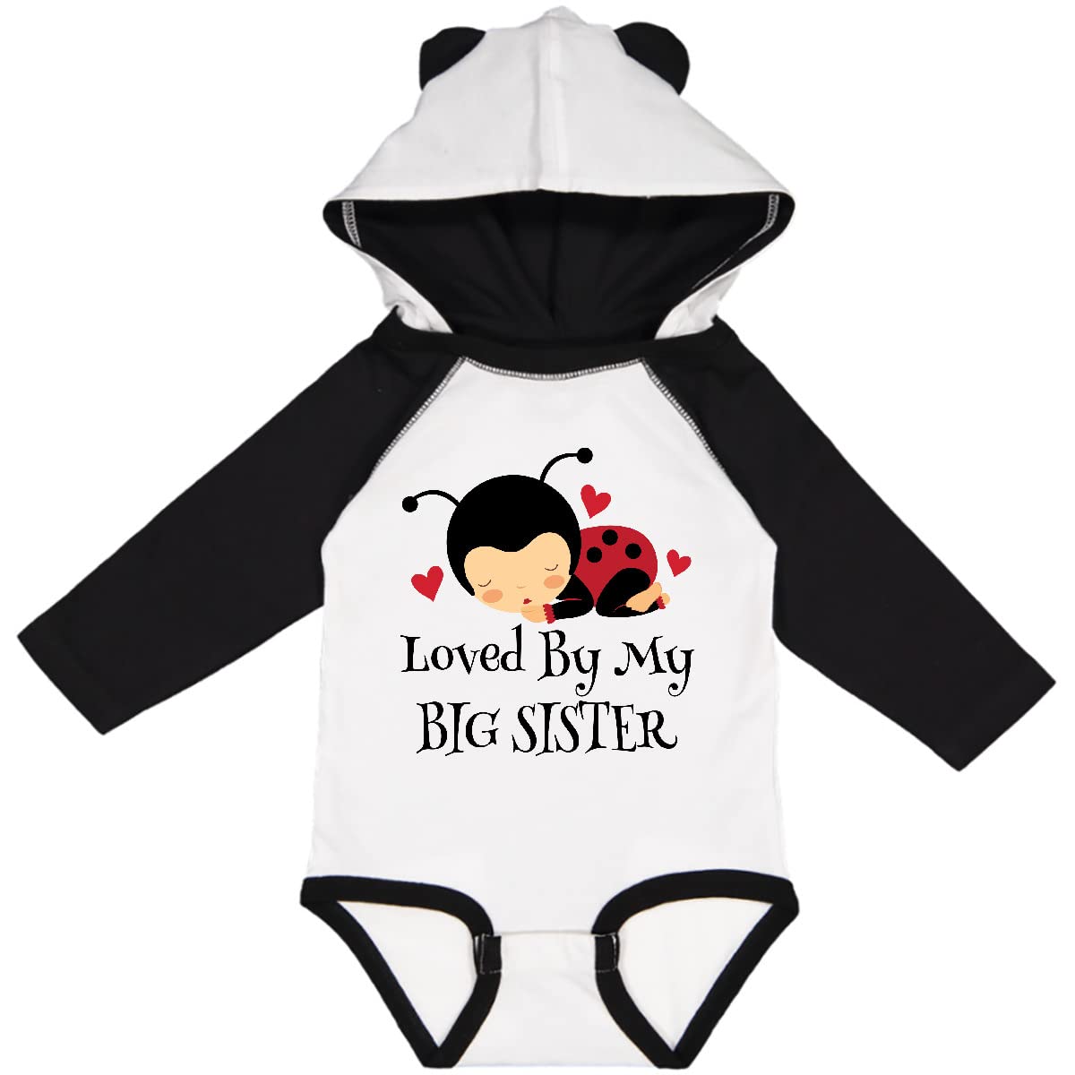 Inktastic Little Sister Ladybug Long Sleeve Baby Bodysuit - Cute Infant Romper for Girls, Newborn to 24 Months - Perfect for Family Photos, Playdates & Special Occasions