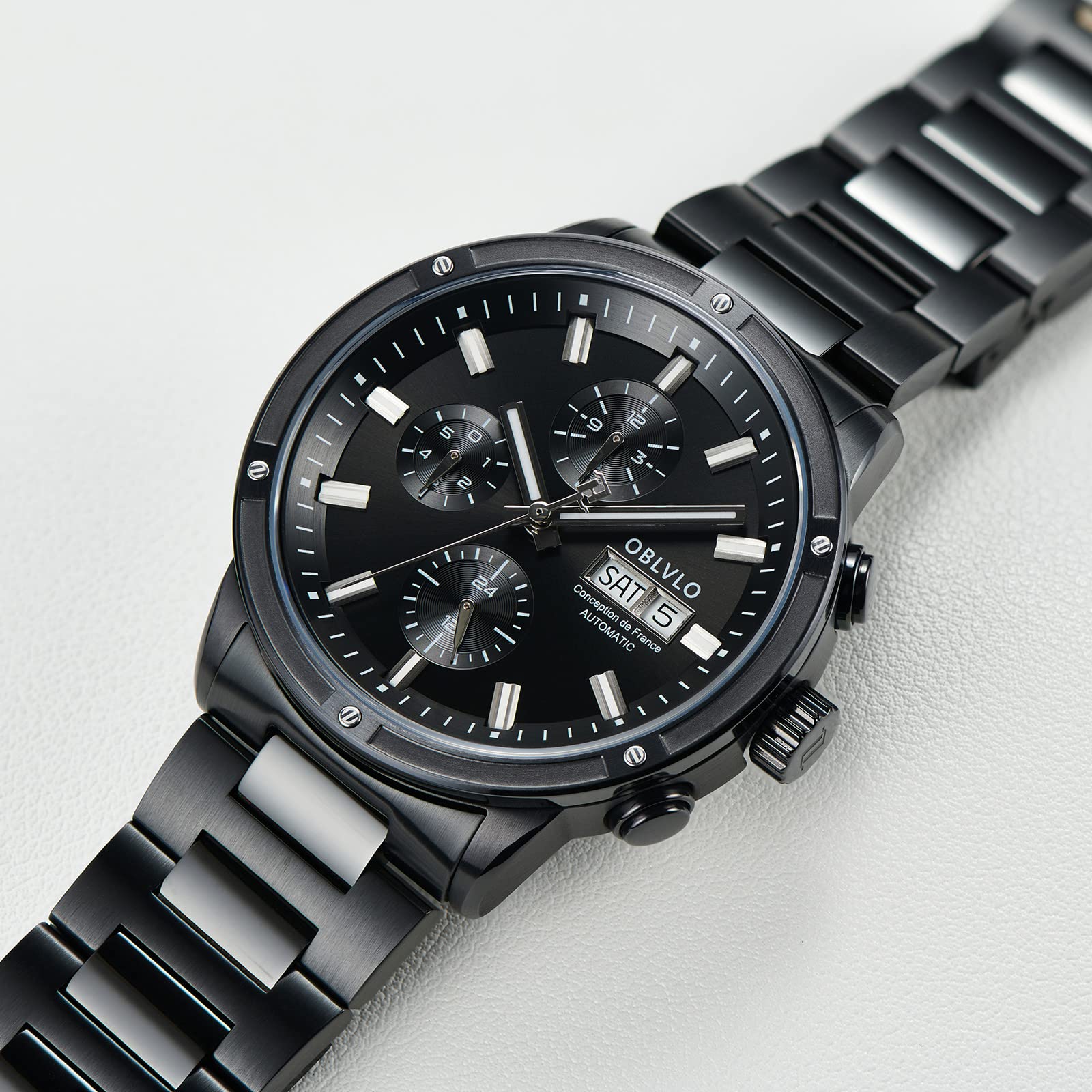 Men's Stainless Steel Mechanical Watch with Date Display - Waterproof Casual Dress Watch for Business, Outdoor & Everyday Wear