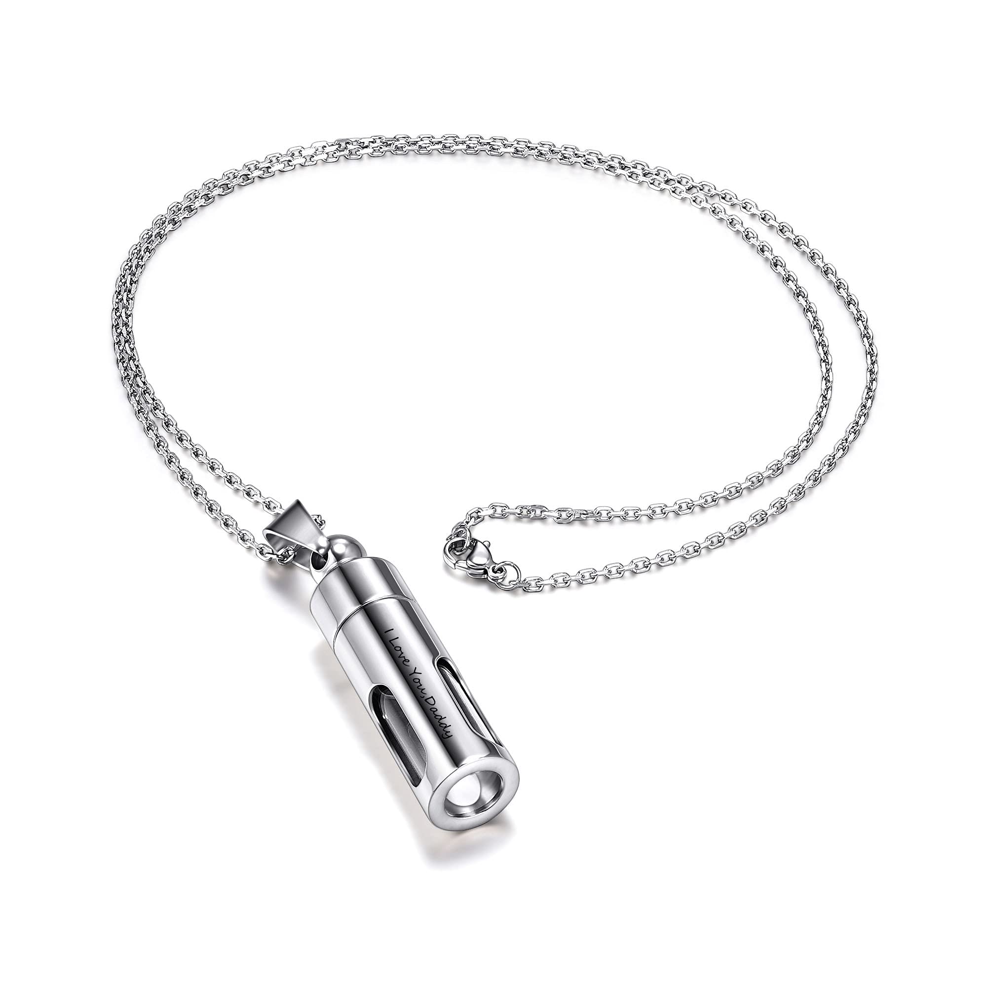 Personalized Memorial Necklace for Ashes - Engravable Stainless Steel Cremation Jewelry with Filling Kit & Gift Box - Perfect for Keeping Loved Ones Close in Heartfelt Remembrance