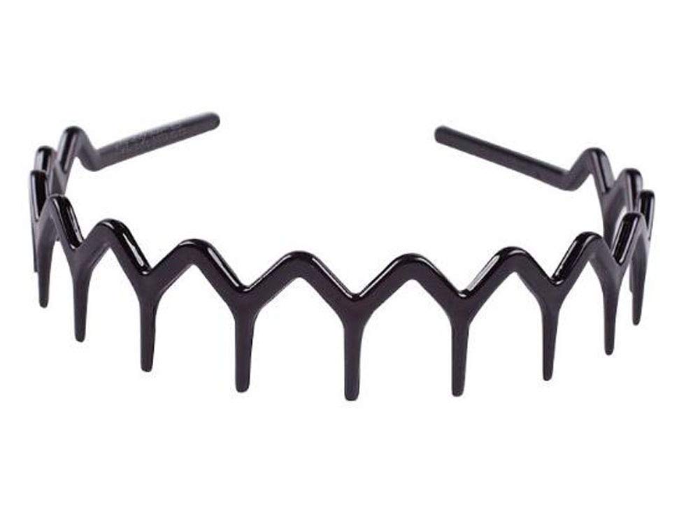 2PCS Plastic Sharks Tooth Hair Combs - Headband Hair Hoop for Women & Girls - Black + Brown Hair Accessories - Perfect for Beach, Pool, and Summer Outfits