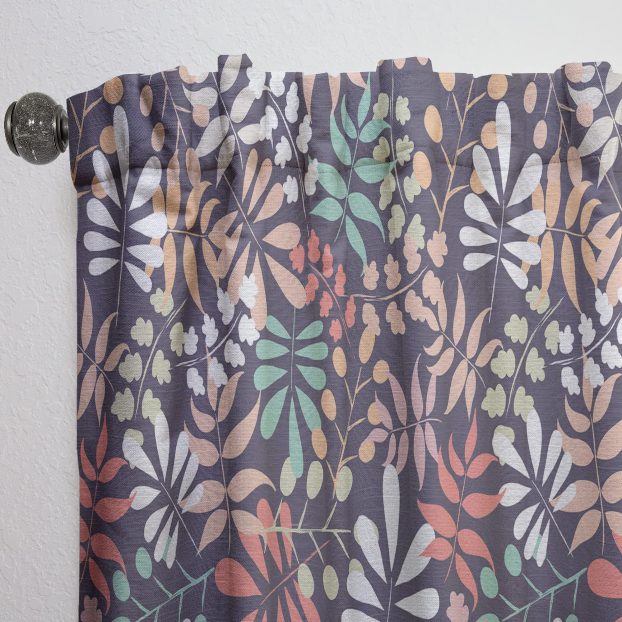 DesignQ Retro Botanical Pattern II Thermal Insulated Curtains - Single Panel 52x84 - Elegant Window Treatments for Bedroom & Living Room - Perfect for Home Decor & Light Control