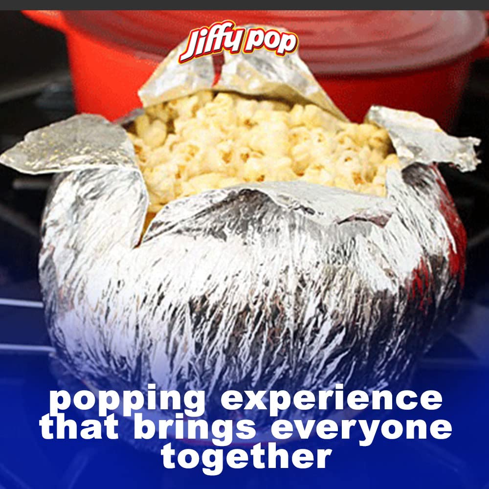 Jiffy Pop Popcorn for Stove & Campfire - Easy Stovetop Popcorn Popper - Fluffy Butter Popcorn for Movies & Outdoor Adventures - Dean Products