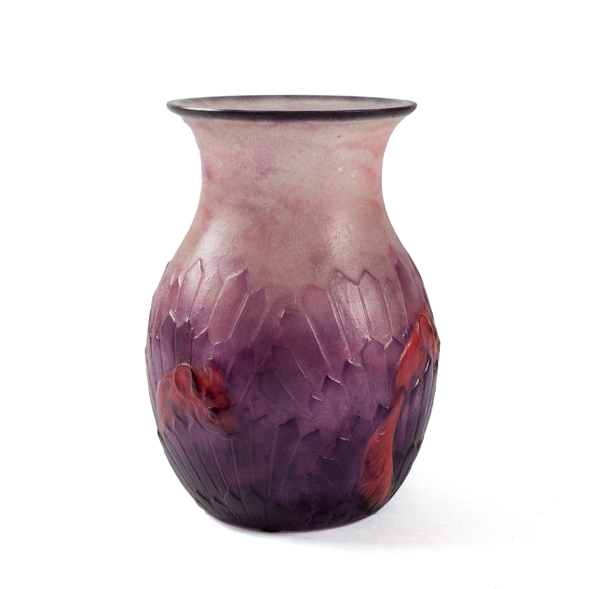 Gabriel Argy Rousseau Ecureuils Dans L'Herbe Pâte de Verre Glass Vase - Handcrafted French Art Glass Vase for Home Decor, Wedding Centerpiece & Luxury Gift
