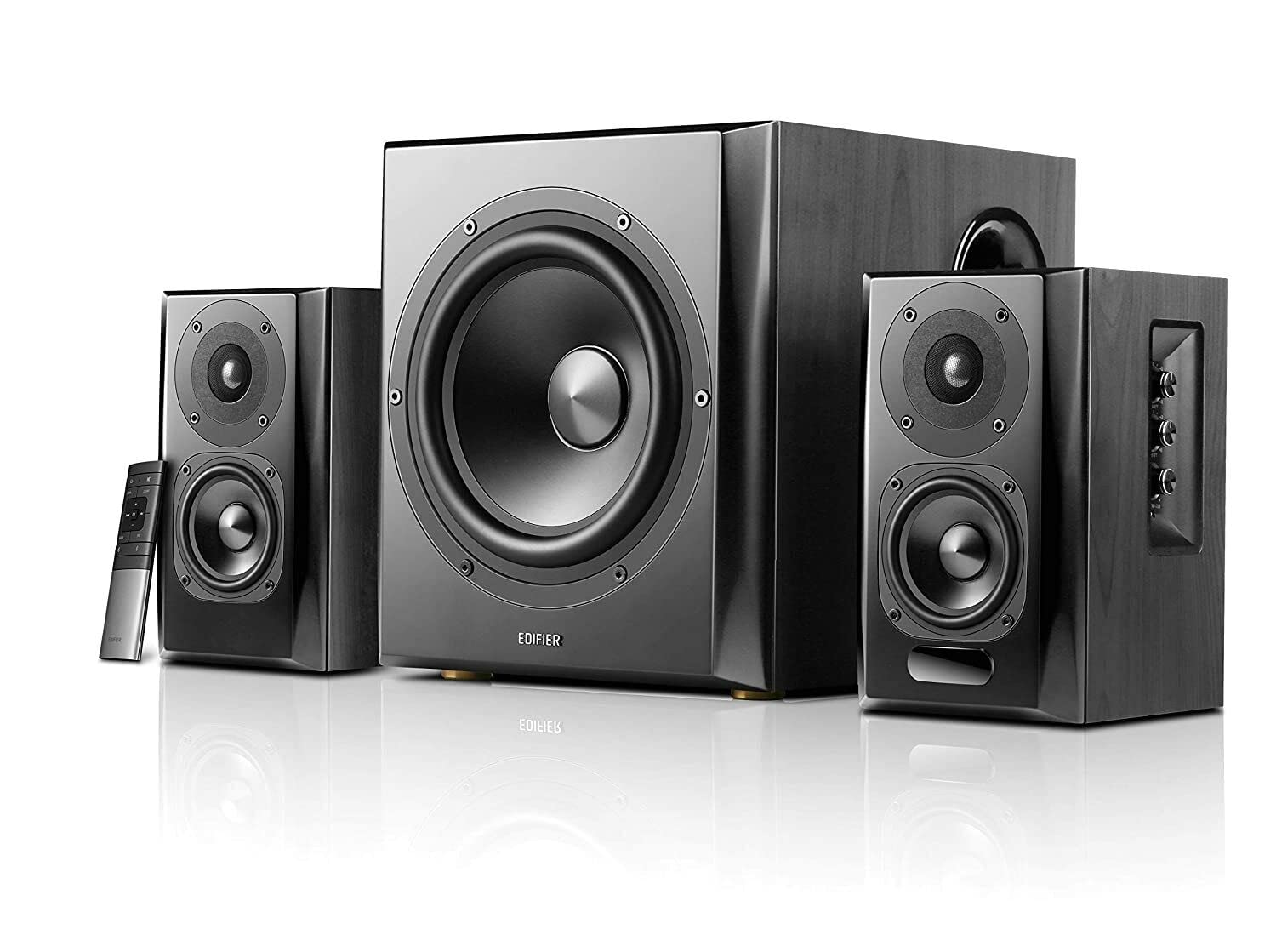 Edifier S351DB 2.1 Channel Bluetooth Speaker System with Subwoofer & Bookshelf Satellite Speakers - Wireless Audio for Home Theater, Gaming & Music Streaming (aptX, Bluetooth 4.1)