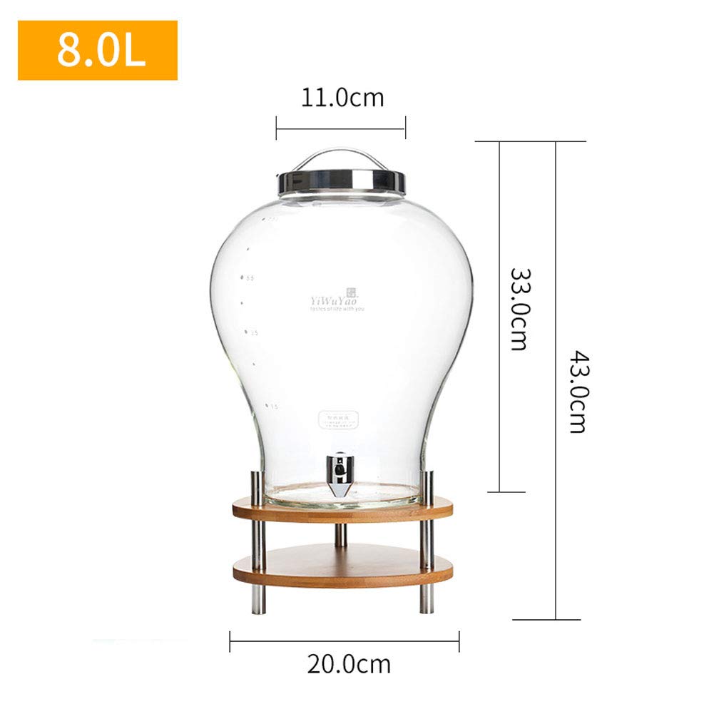 Premium Glass Beverage Dispenser with Stand - 8L (2 Gallon) Clear Drink Water Dispenser with Stainless Steel Spigot - Perfect for Parties, Weddings, Bars, BBQs, and Outdoor Events - Ideal for Lemonade, Iced Tea, Cocktails, and Punch Serving