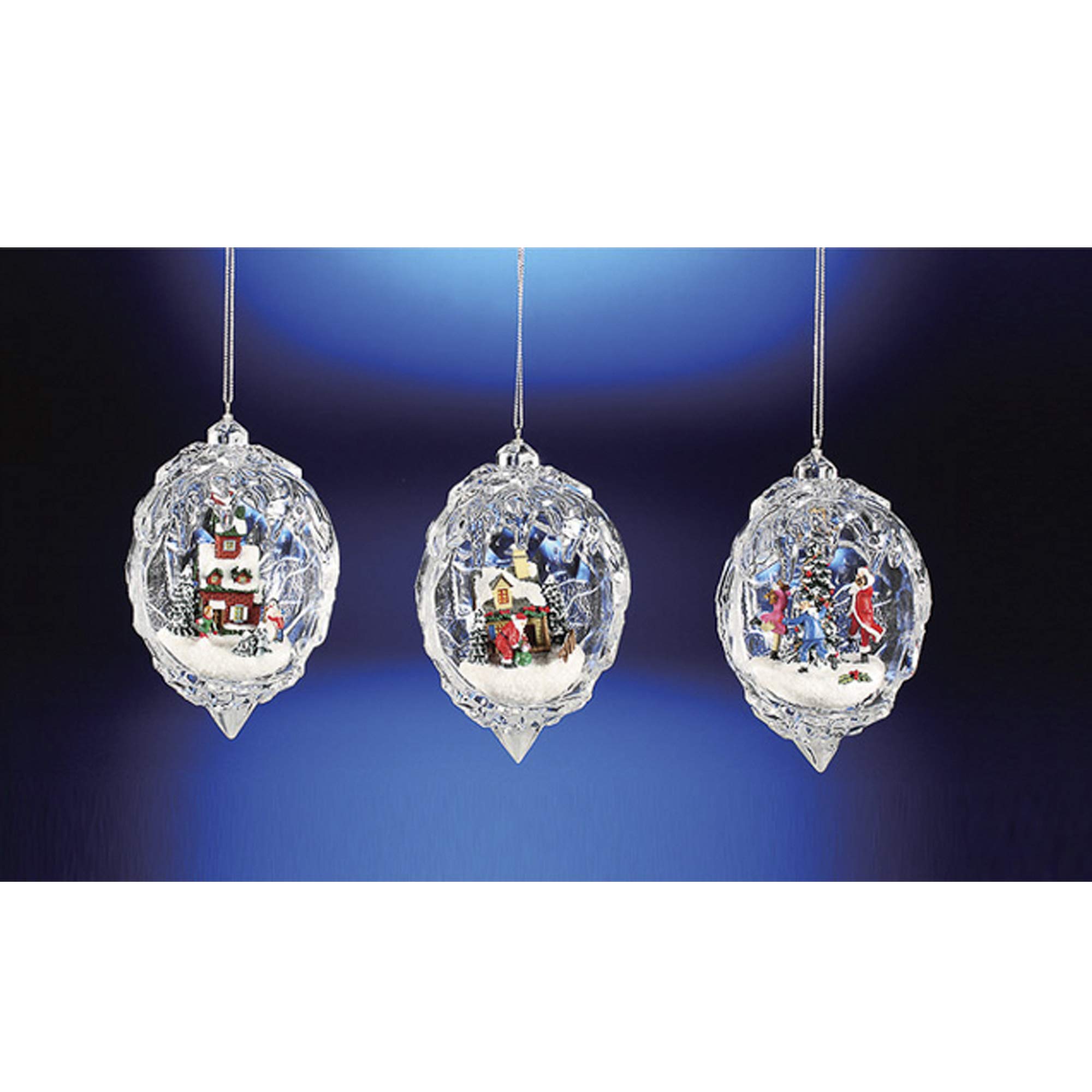 Club Pack of 12 Icy Crystal Egg-Shaped Christmas Ornaments - 4.5