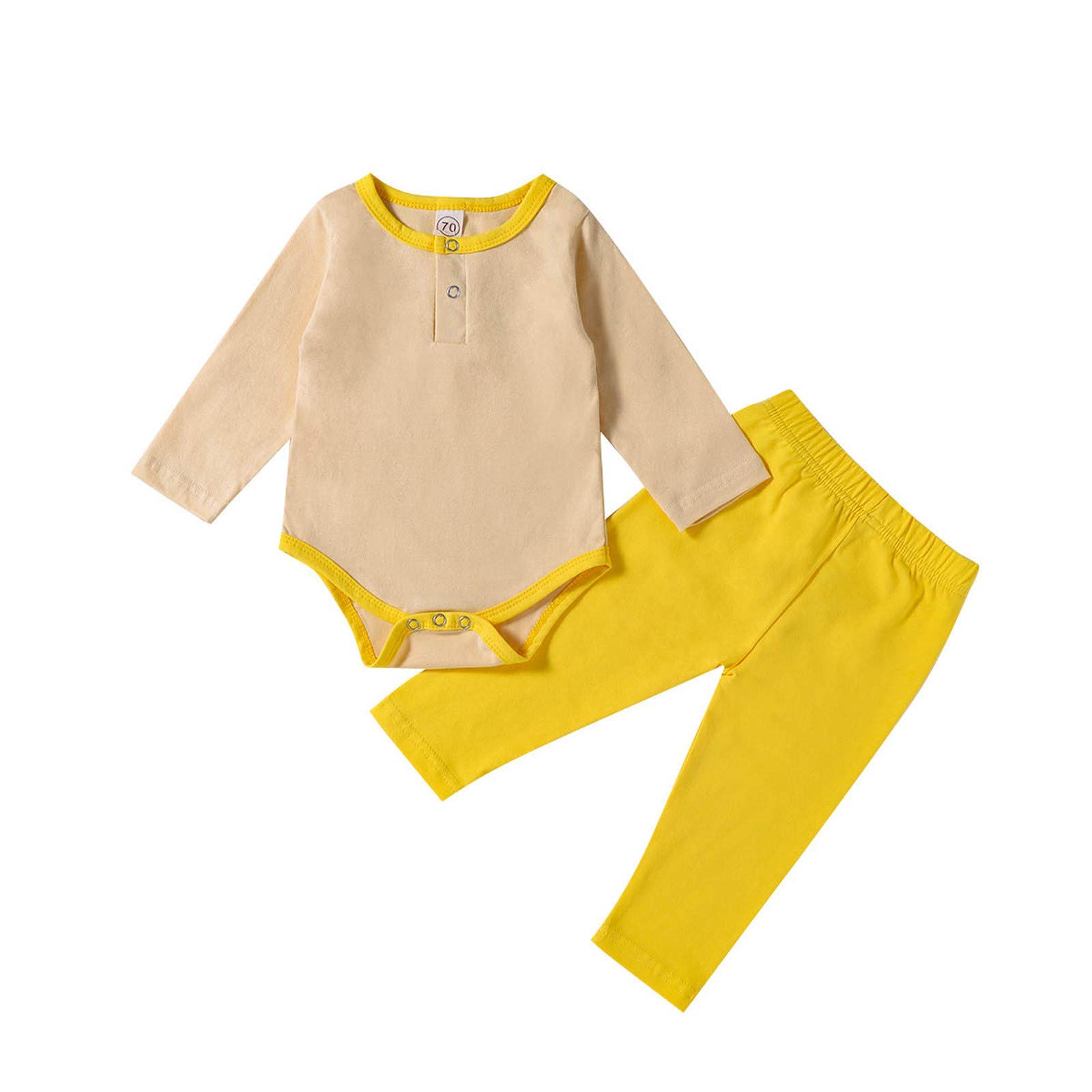Newborn Baby Boys & Girls Solid Color Romper Tops + Pants Outfit Sets | Cozy Fall Winter Holiday Homewear | Perfect for Family Photos, Christmas Gifts & Daily Wear