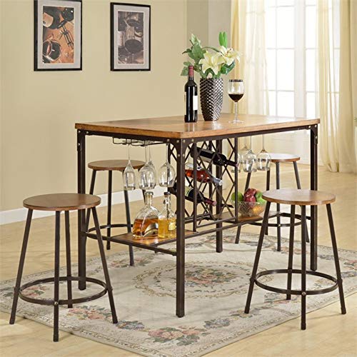 BOWERY HILL 5-Piece Counter Height Dining Set - Light Brown Wood Kitchen Table & Chairs for Small Spaces, Breakfast Nook, Apartment Dining Area