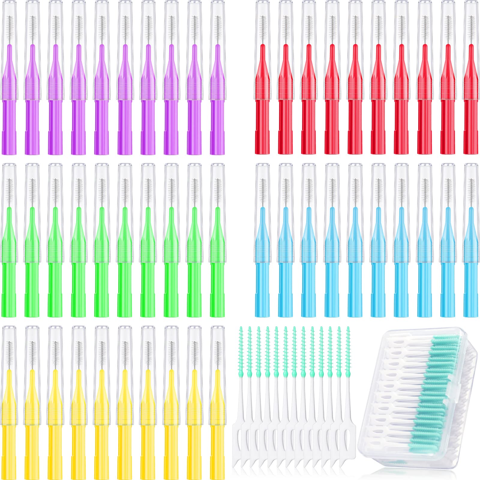 350 Pieces Interdental Brushes for Braces - Soft Gum Cleaning Picks & Dental Flossers | Orthodontic Tooth Cleaners for Oral Hygiene | Perfect for Travel, Home & Office Use (Mixed Colors)