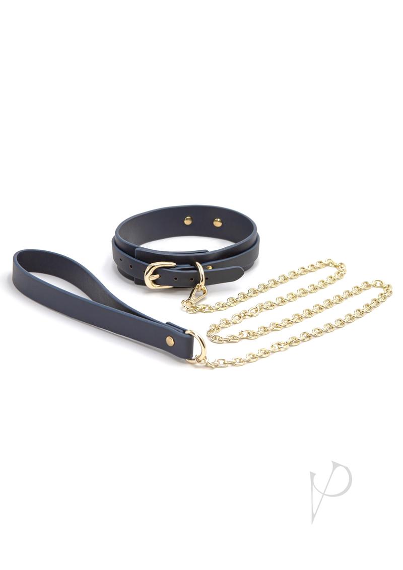 Bondage Couture Collar and Leash Set - Blue BDSM Accessories for Couples Play, Roleplay & Fetish Fashion