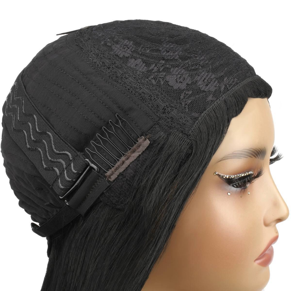 Jet Black Bang Bob 100% Human Hair Wig - Natural Look & Comfortable Wear for Cosplay, Daily Fashion & Special Occasions