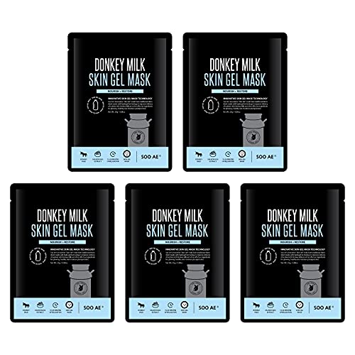 Soo'AE Donkey Milk Skin Gel Sheet Mask 5-Pack - Hydrating & Brightening Facial Mask for Dry Skin with Panthenol B5 | Korean Beauty Skincare | Daily Moisturizing Treatment for Glowing Skin | Perfect for Spa Night, Travel & Self-Care Routine