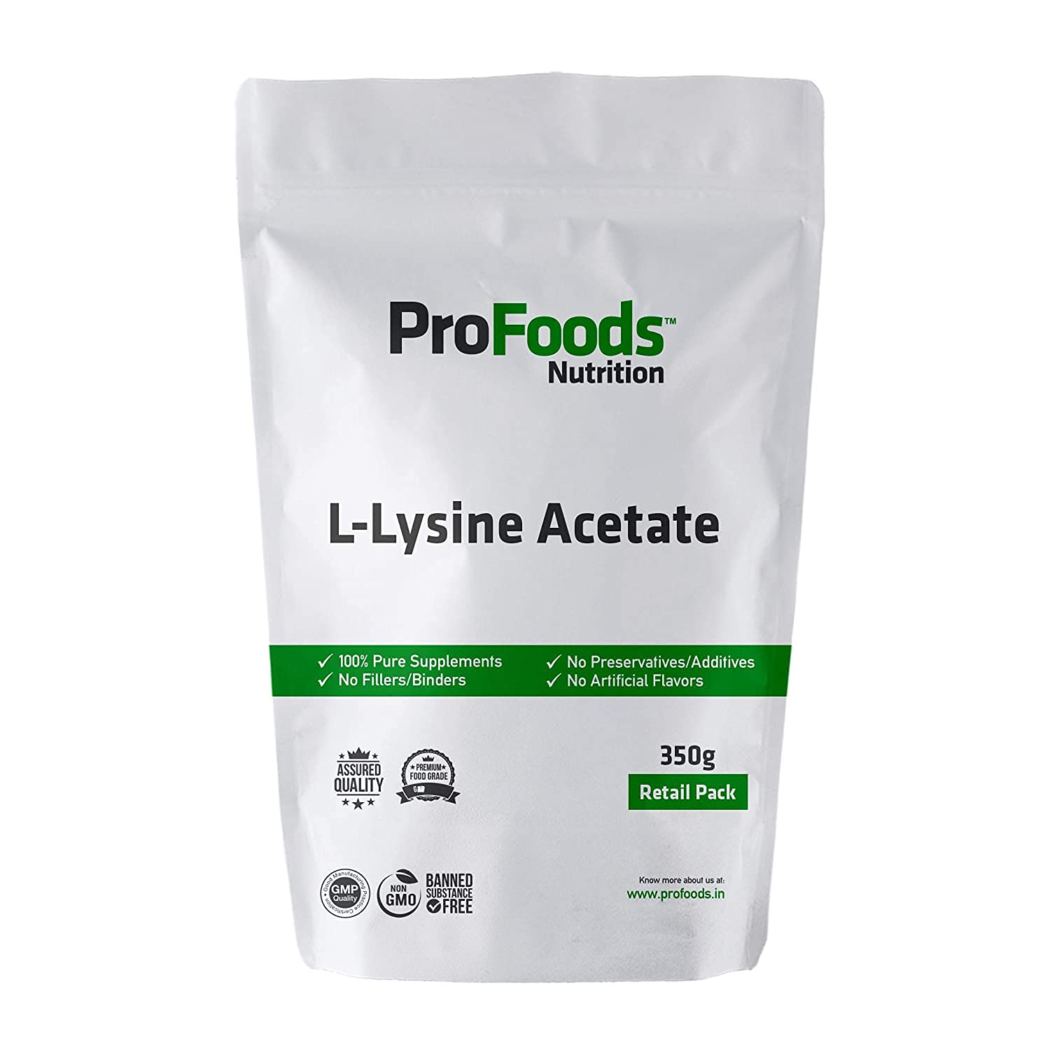 DKM Profoods L Lysine Acetate Powder 350g - Pure Amino Acid Supplement for Immune Support & Collagen Production - Perfect for Athletes, Bodybuilders & Health Enthusiasts