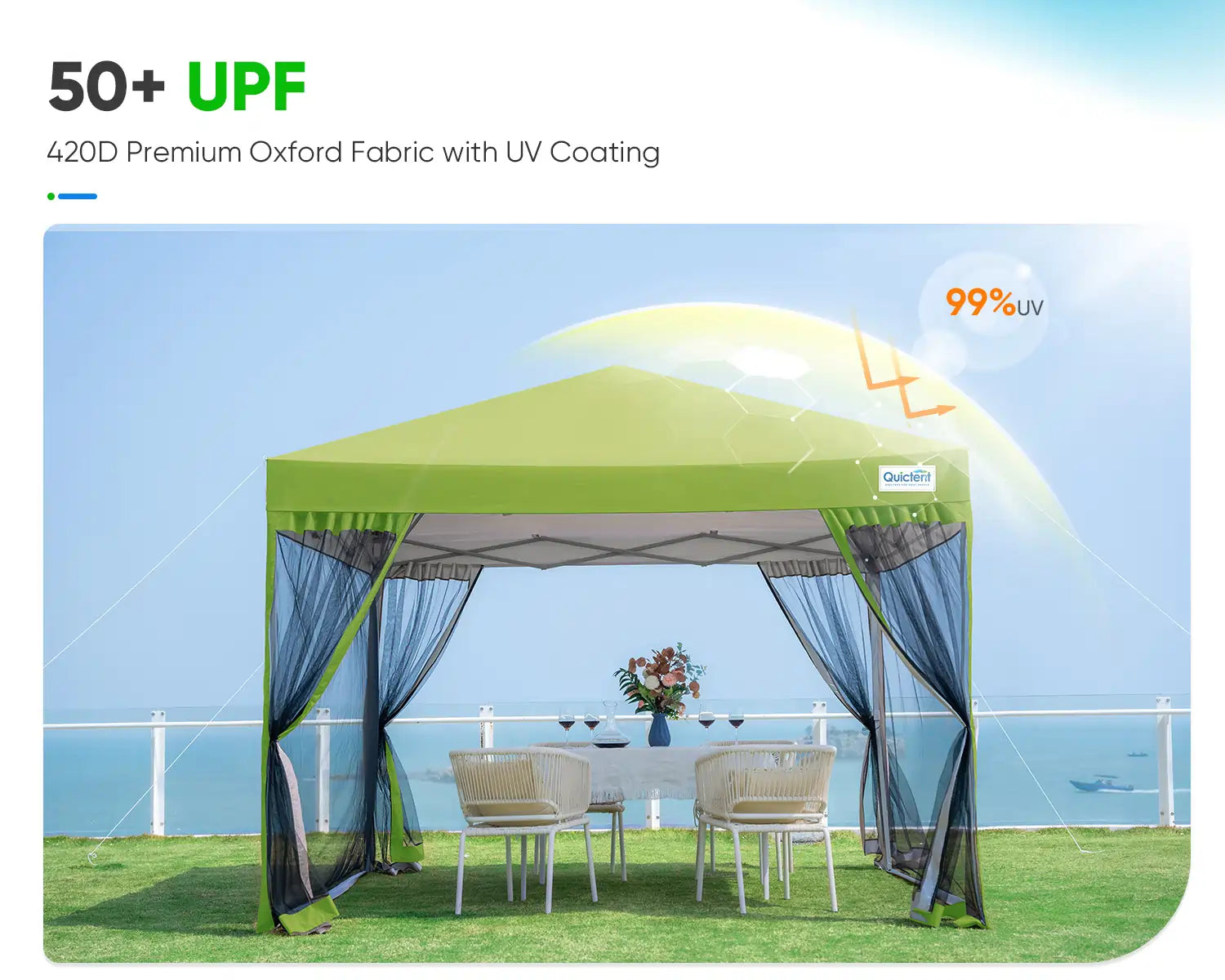 10' x 10' Pop Up Canopy Tent with Removable Sidewalls & Netting - Perfect for Outdoor Events, Camping, Beach Parties, and Backyard Gatherings