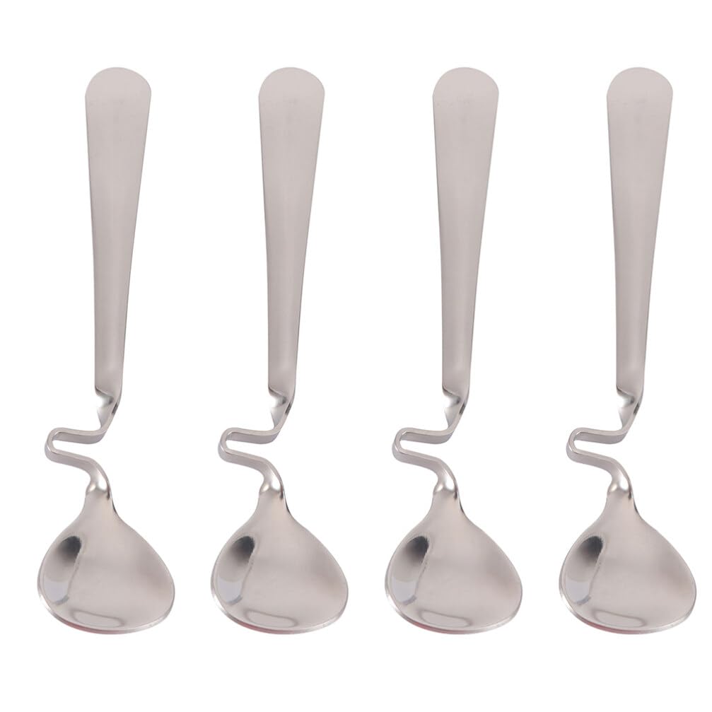 Premium Stainless Steel Espresso Spoons Set of 4 - 5.8 Inch Demitasse Coffee Spoons for Honey, Jam & Desserts - Curved Handle Design - Perfect for Coffee Shops, Home Bars & Afternoon Tea Parties