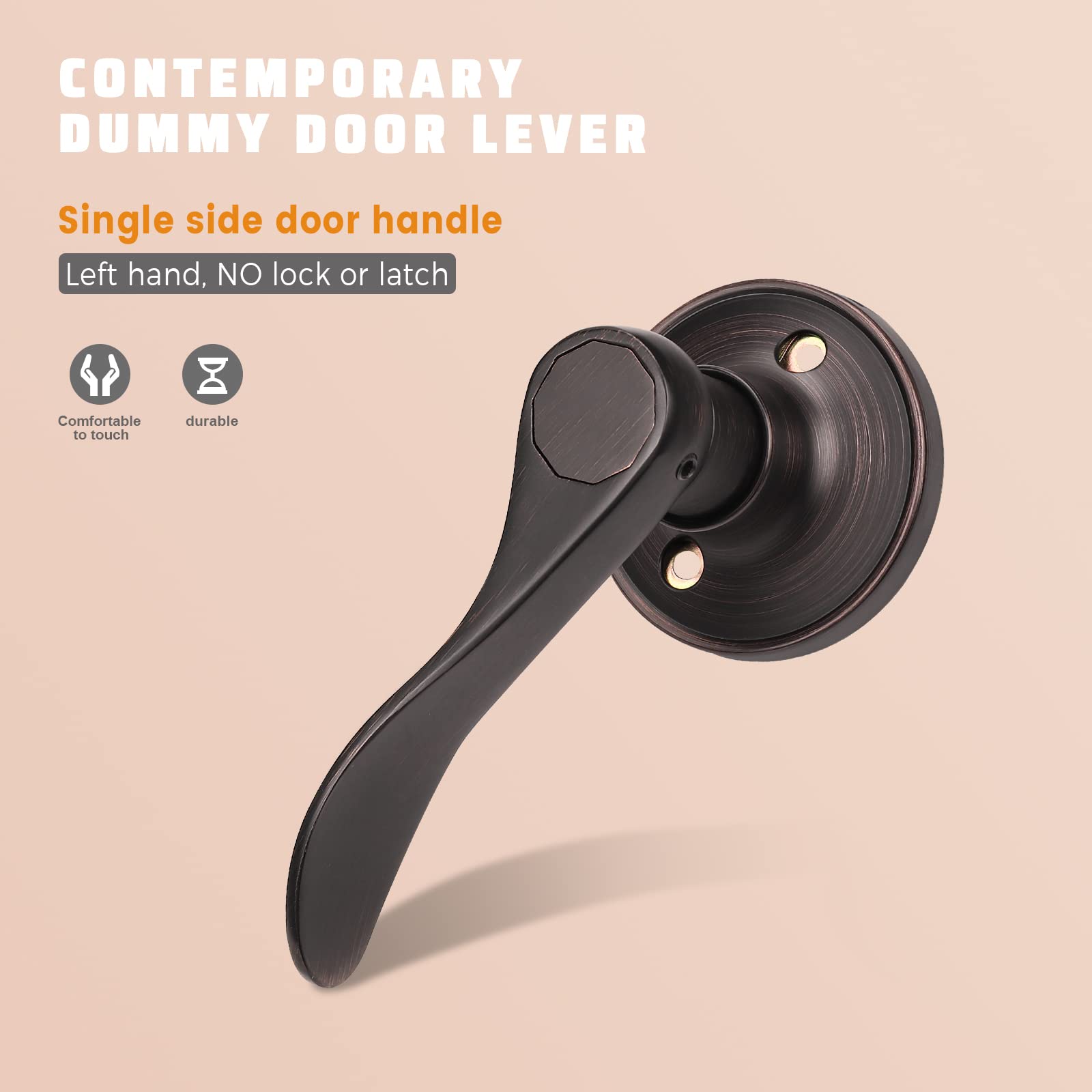 KNOBWELL 2 Pack Bronze Dummy Lever Door Handles - Interior Closet Door Knobs with Levers, Left Hand (No Lock/Latch) - Perfect for Bedrooms, Bathrooms & Closet Doors