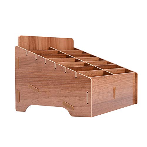 VALINK Multi-Grid Wooden Phone Organizer - Desktop Storage Box for Cell Phones, Office & Classroom Supplies - Perfect for Retail Display, Home Organization and Workspace Decluttering