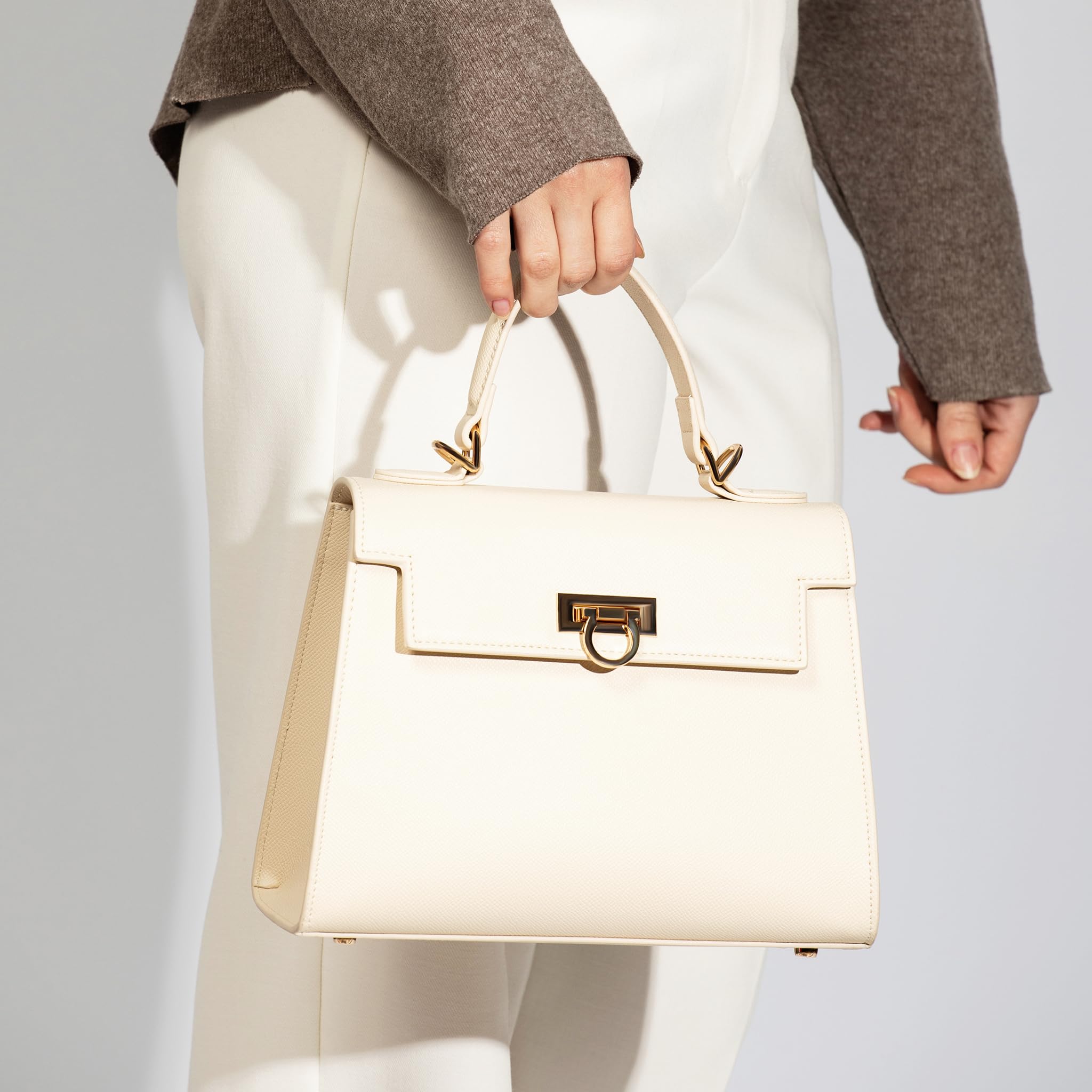 Luxury Women's Leather Top-Handle Handbags - Fashion Crossbody Purse & Shoulder Bag with Detachable Strap | Perfect for Work, Travel & Everyday Use
