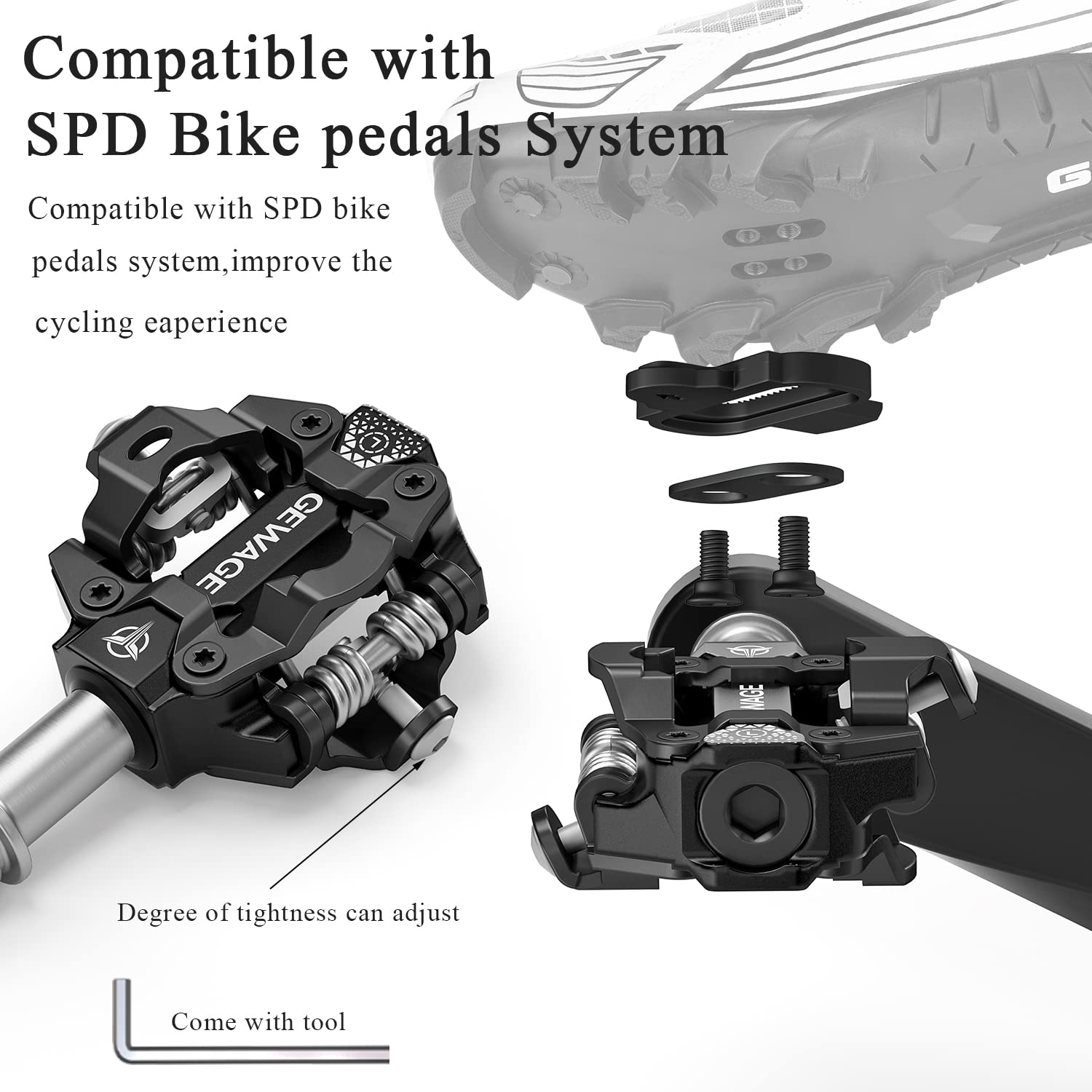 Best Mountain Bike Pedals - Lightweight Clipless Pedals with Cleats for BMX, Spin Exercise, Peloton & Trekking Bikes - Perfect for Road Cycling, Indoor Training & Outdoor Adventures