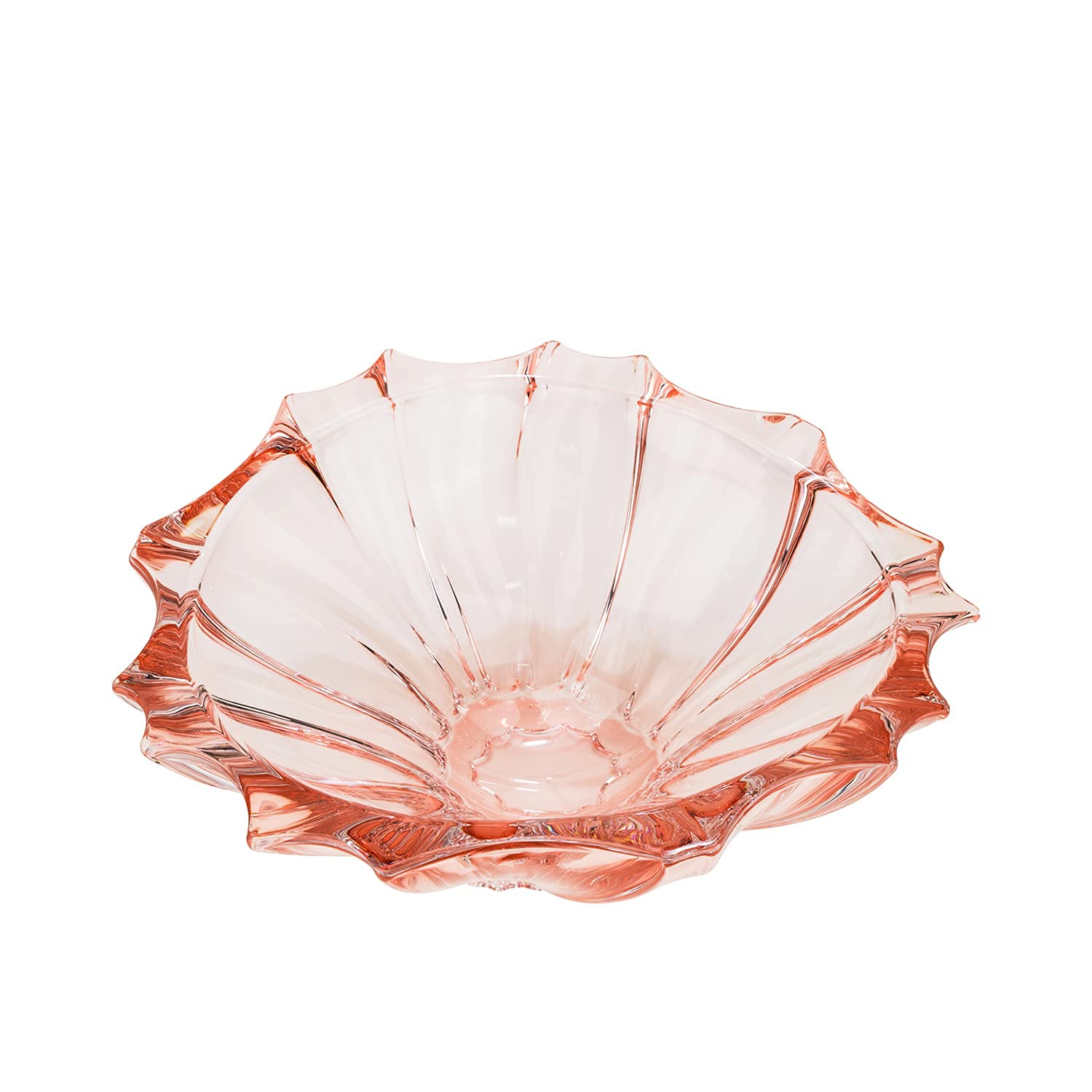 Plantica Pink Collection - 13 Inch Modern Crystal Handcrafted Decorative Bowl for Home Decor, Wedding Centerpiece & Gift Giving - Elegant Pink Glass Serving Bowl