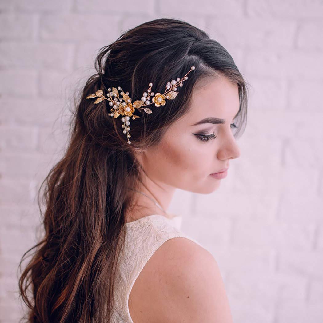 Gorais Silver Leaf Bridal Hair Vine - Crystal Wedding Hair Accessories for Women & Girls | Elegant Floral Hairpiece for Brides, Bridesmaids & Special Occasions