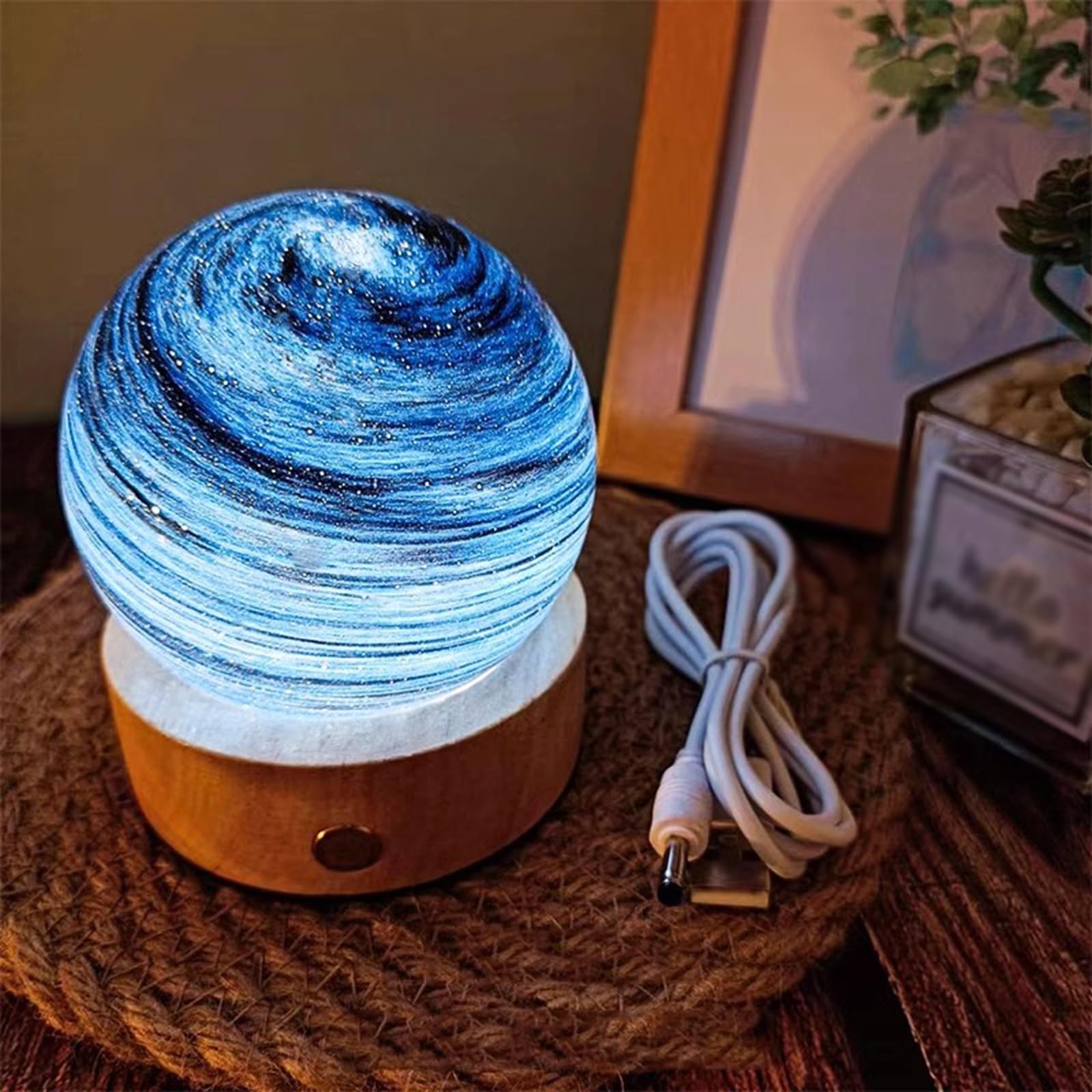 Creative USB Charging Table Lamp with Adjustable Light - Bedside Night Light for Bedroom, Starry Sky Planet Lamp for Romantic Ambient Lighting | Perfect for Bedrooms, Nurseries, and Home Decor