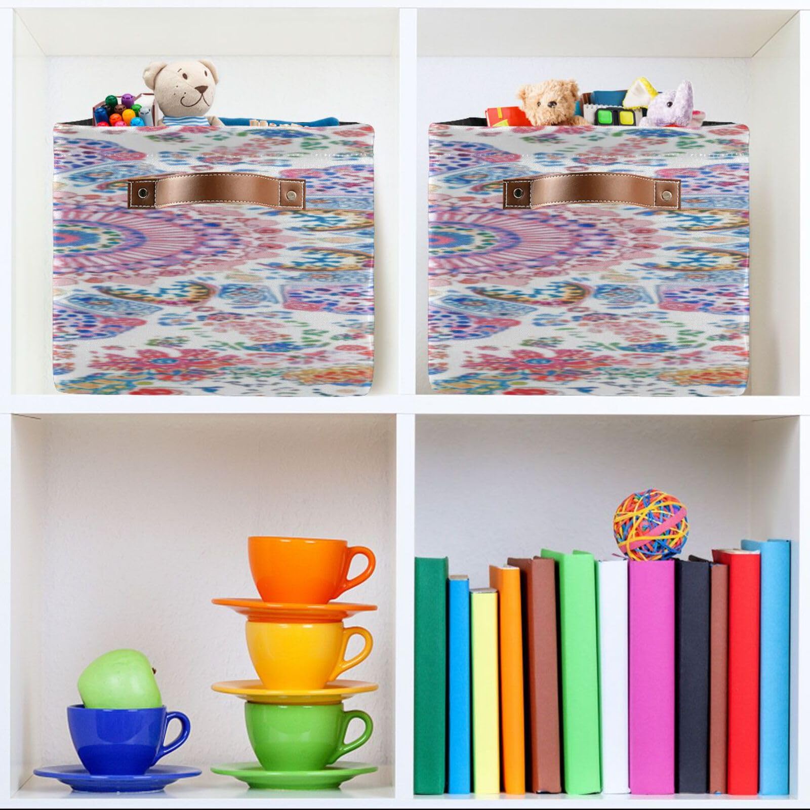 Large Storage Baskets with Handles - Foldable Closet Organizers & Home Storage Bins (2-Pack) - Perfect for Shelves, Bedroom, and Living Room Organization