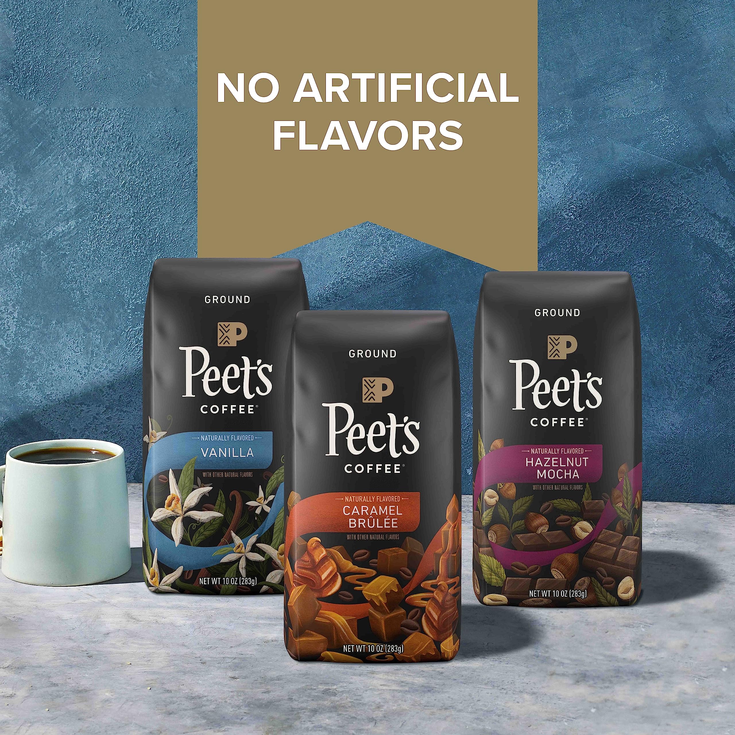 Peet's Coffee Vanilla Light Roast Ground Coffee - 30oz (3 x 10oz Bags) | Premium Arabica Beans for Home Brewing, Office & Camping Use