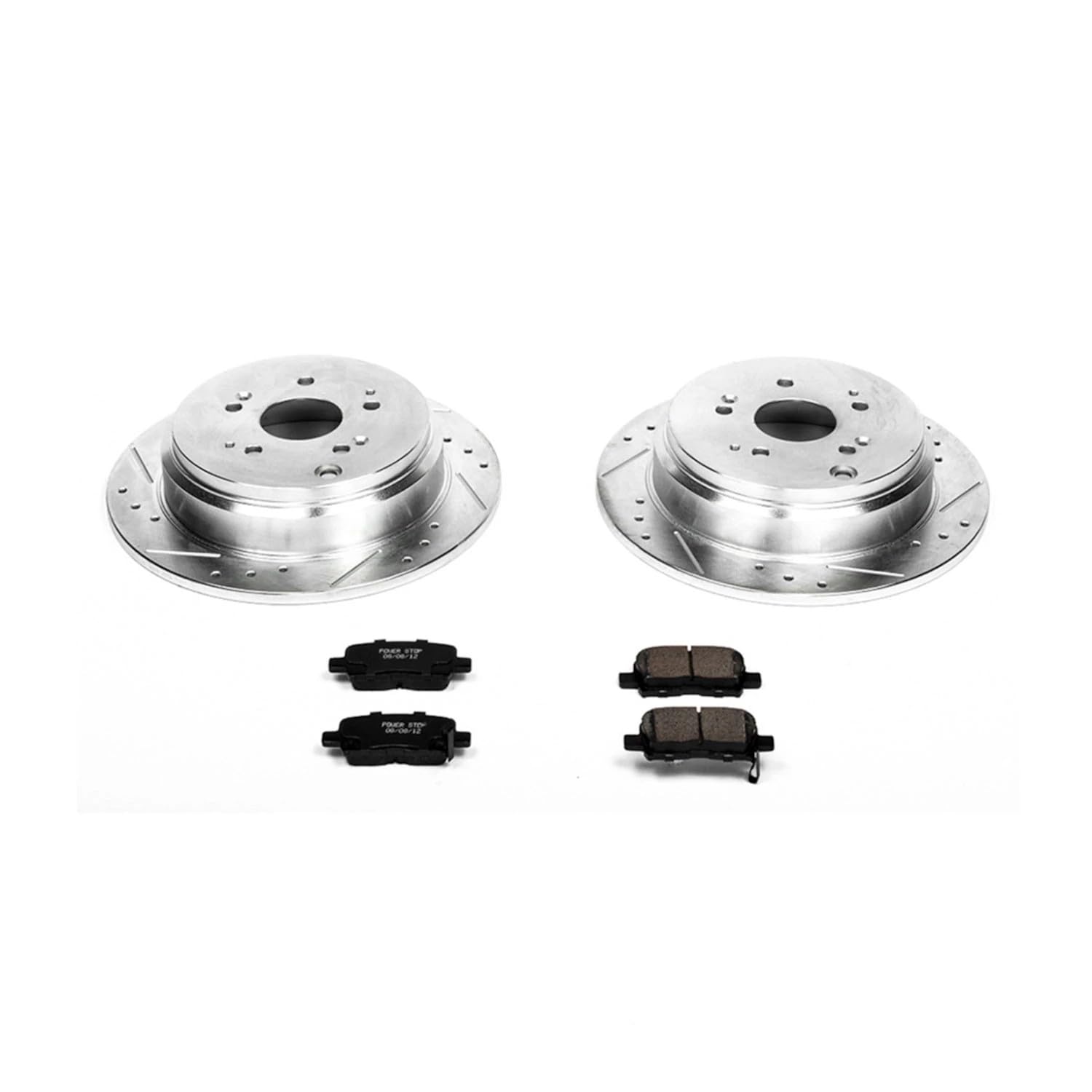 Power Stop K5502 Rear Z23 Carbon Fiber Brake Pads & Drilled Slotted Rotors Kit - Compatible with 2002-2004 Honda Odyssey | High-Performance Braking for Towing, Mountain Driving & Heavy Loads