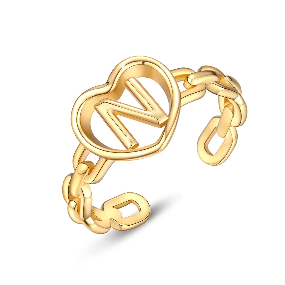 PEARLOVE 925 Sterling Silver Adjustable Initial Rings for Women A-Z, Personalized Stackable Alphabet Rings for Everyday Wear, Gift for Her, Birthday, Anniversary, Valentine's Day