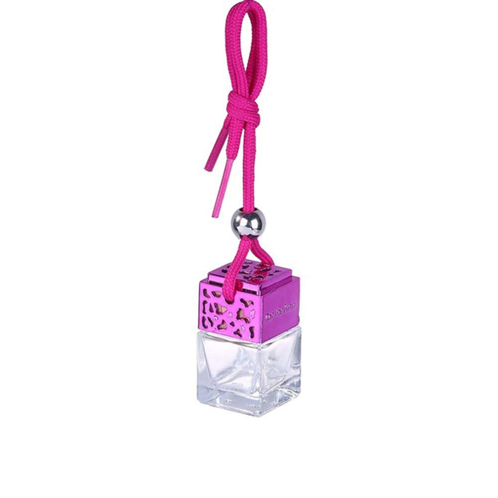 4 Pack Empty Square Essential Oil Diffusers for Cars - Hanging Air Freshener Bottles with Perfume, Rearview Mirror Decor & Car Accessories (Pink) - Perfect for Vehicle Aromatherapy, Office Desk & Home Fragrance