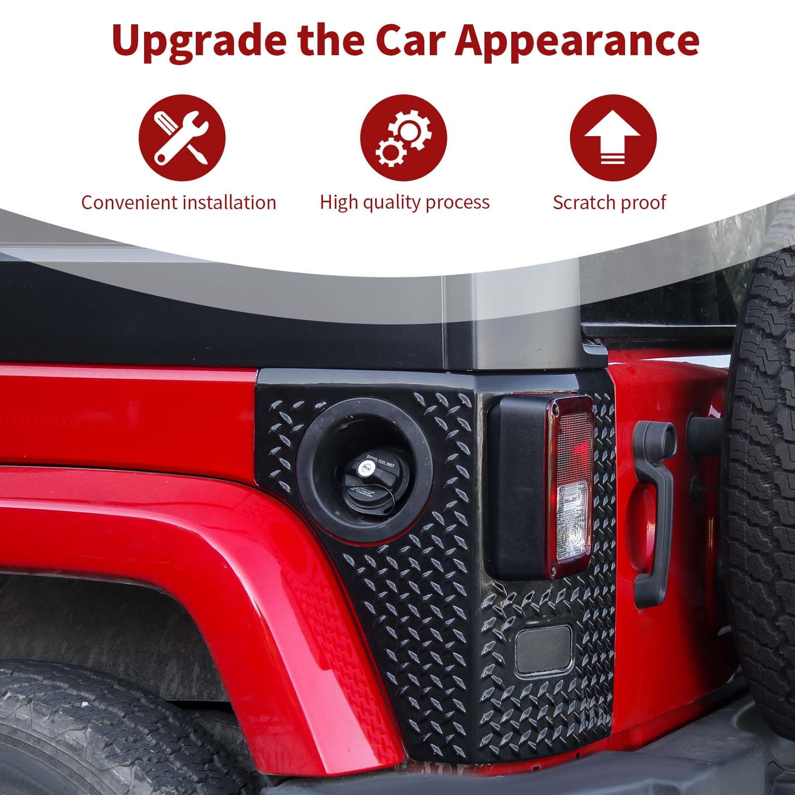 Wrangler JK Rear Corner Body Armor & Tail Light Cover Guards - Black Exterior Accessories (2pcs) for 2007-2017 Jeep Wrangler JK/JKU | Off-Road Protection & Style Upgrade