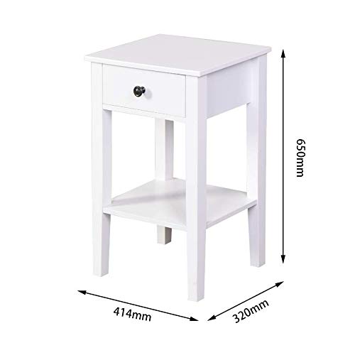 HomVent White Nightstand with Drawer - Modern Bedside Table for Bedrooms, Small End Table with Storage Shelf | Perfect for Bedroom, Living Room, or Office Use