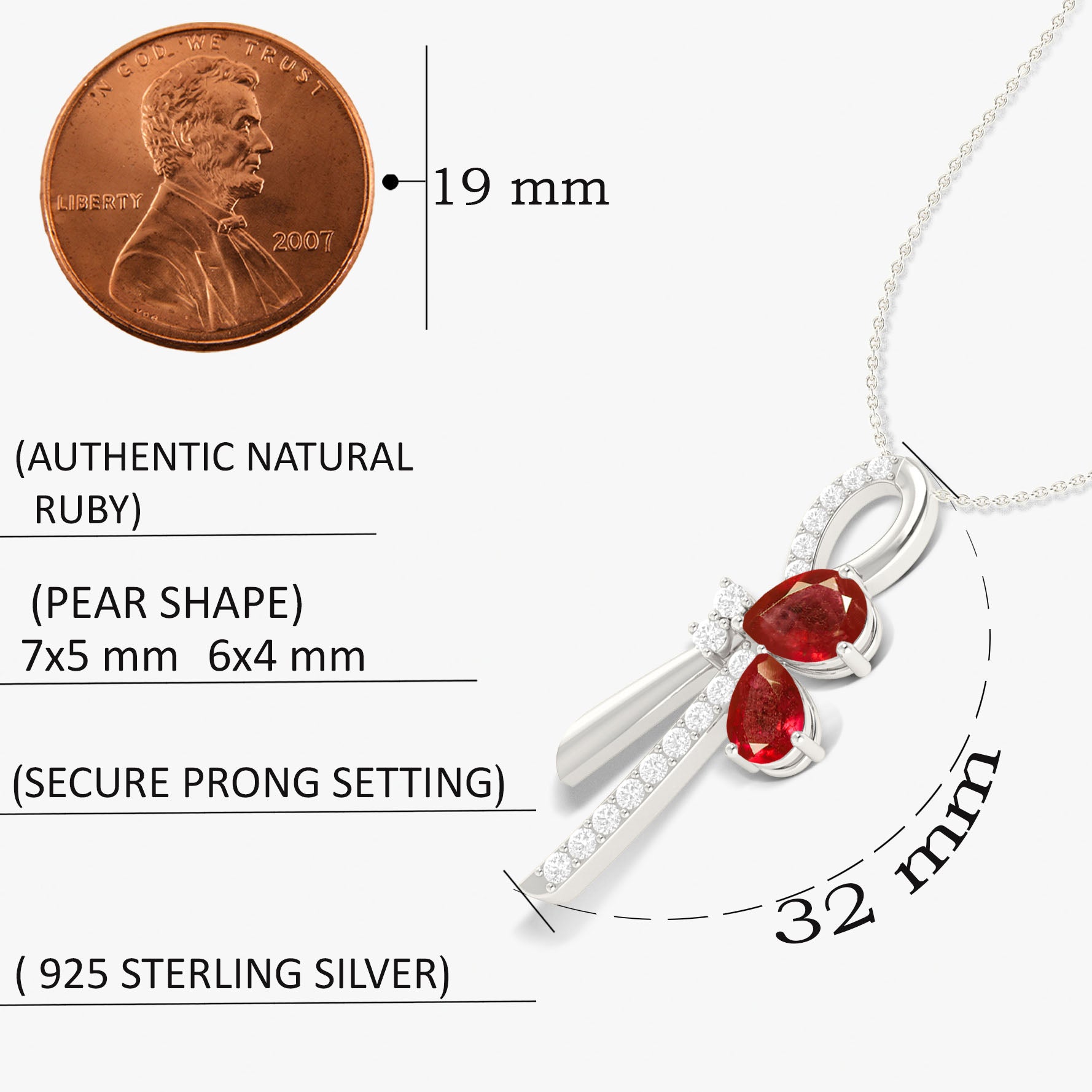 Natural Ruby Knot Charm Pendant Necklace - Elegant Jewelry for Women | Perfect Gift for Valentine's Day, Anniversary & Special Occasions