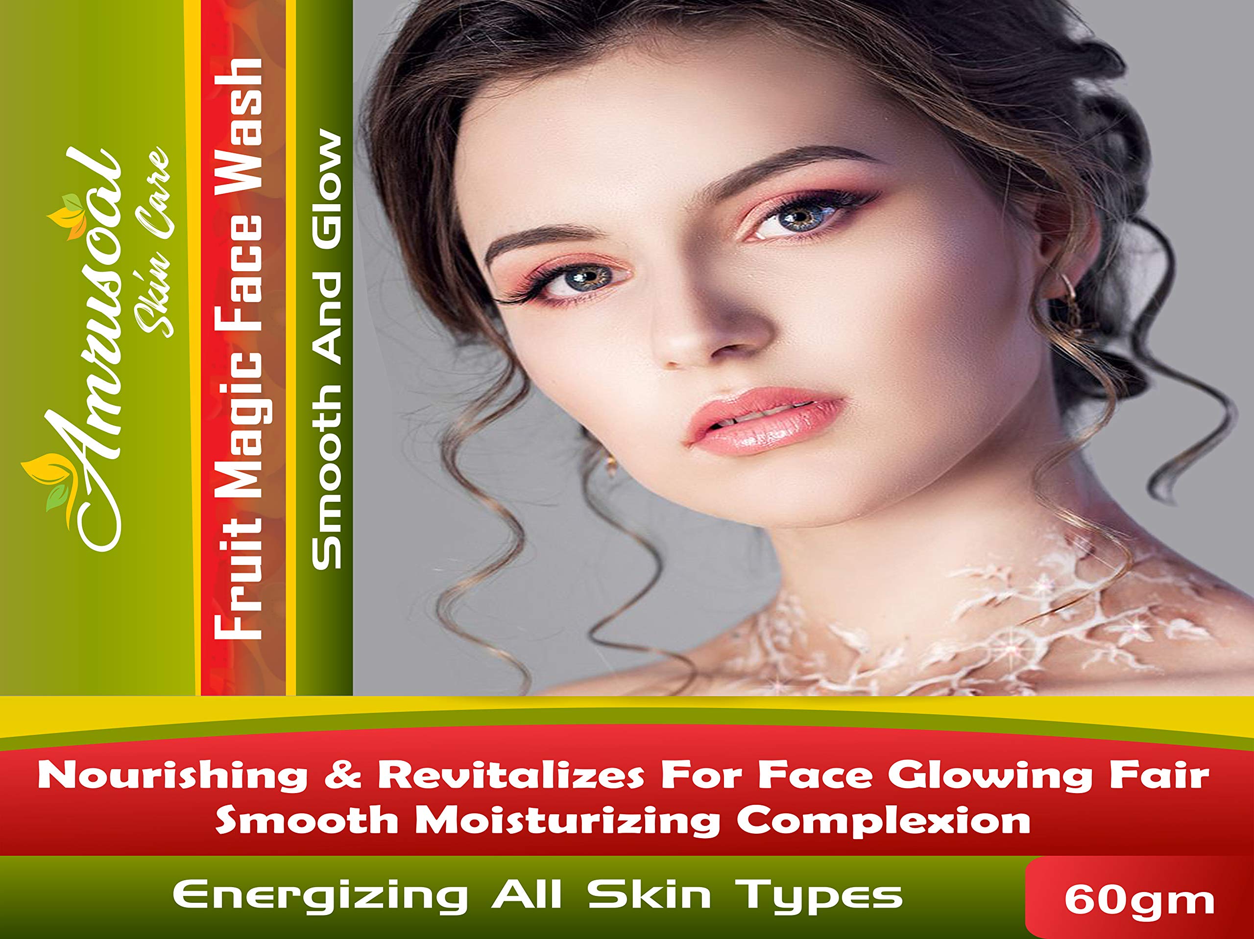 AMRUSOAL Fruit Magic Face Wash - Nourishing & Revitalizing Facial Cleanser for Glowing, Fair & Smooth Skin | Moisturizing Complexion Wash (60g) | Perfect for Daily Skincare Routine & Gentle Makeup Removal