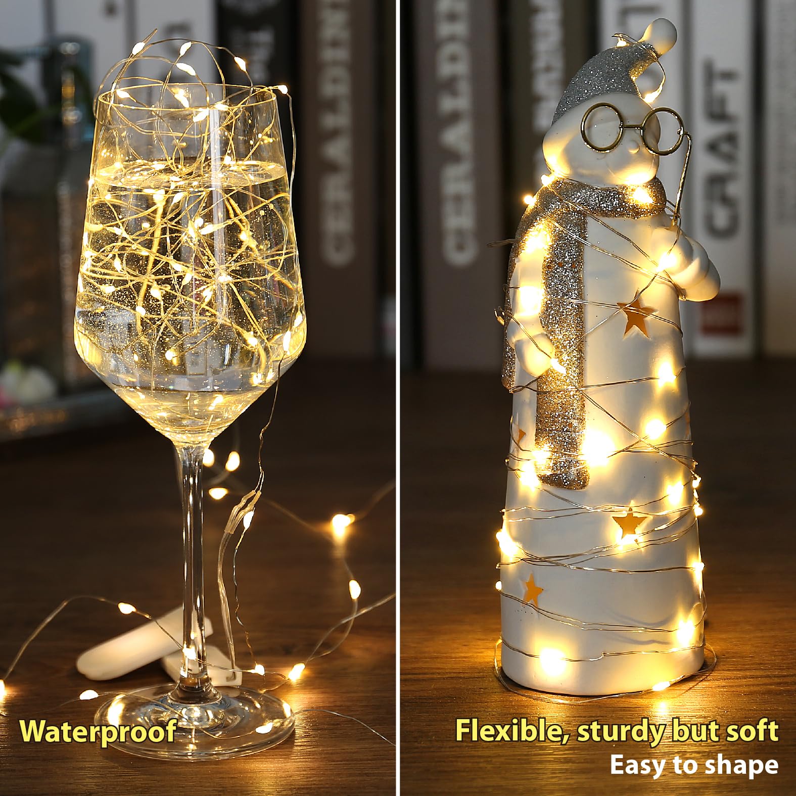 6 Pack Fairy Lights Battery Operated - 7ft 20LED Warm White String Lights with Silver Wire, Waterproof Mason Jar & Firefly Lights for Bedroom, Wedding, Party, Garden - Indoor & Outdoor Decoration