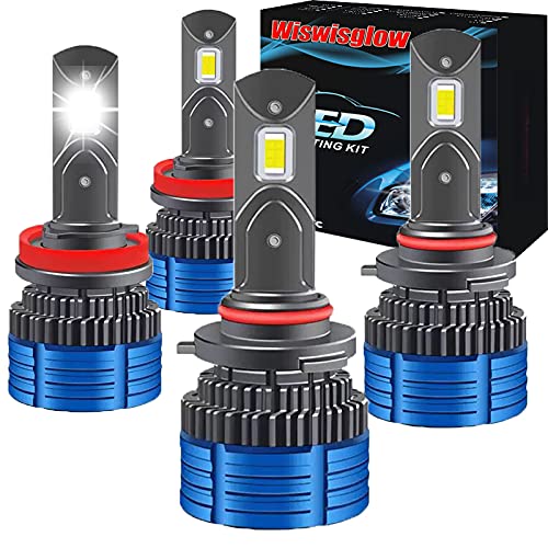 **Wiswisglow LED Headlight Conversion Kit for Dodge Ram 1500/2500/3500 (2009-2018) – 9005/HB3 & H11/H8/H9 High/Low Beam, 6500K Cool White, Plug & Play – 4-Pack – Upgrade for Night Driving & Off-Road Adventures**