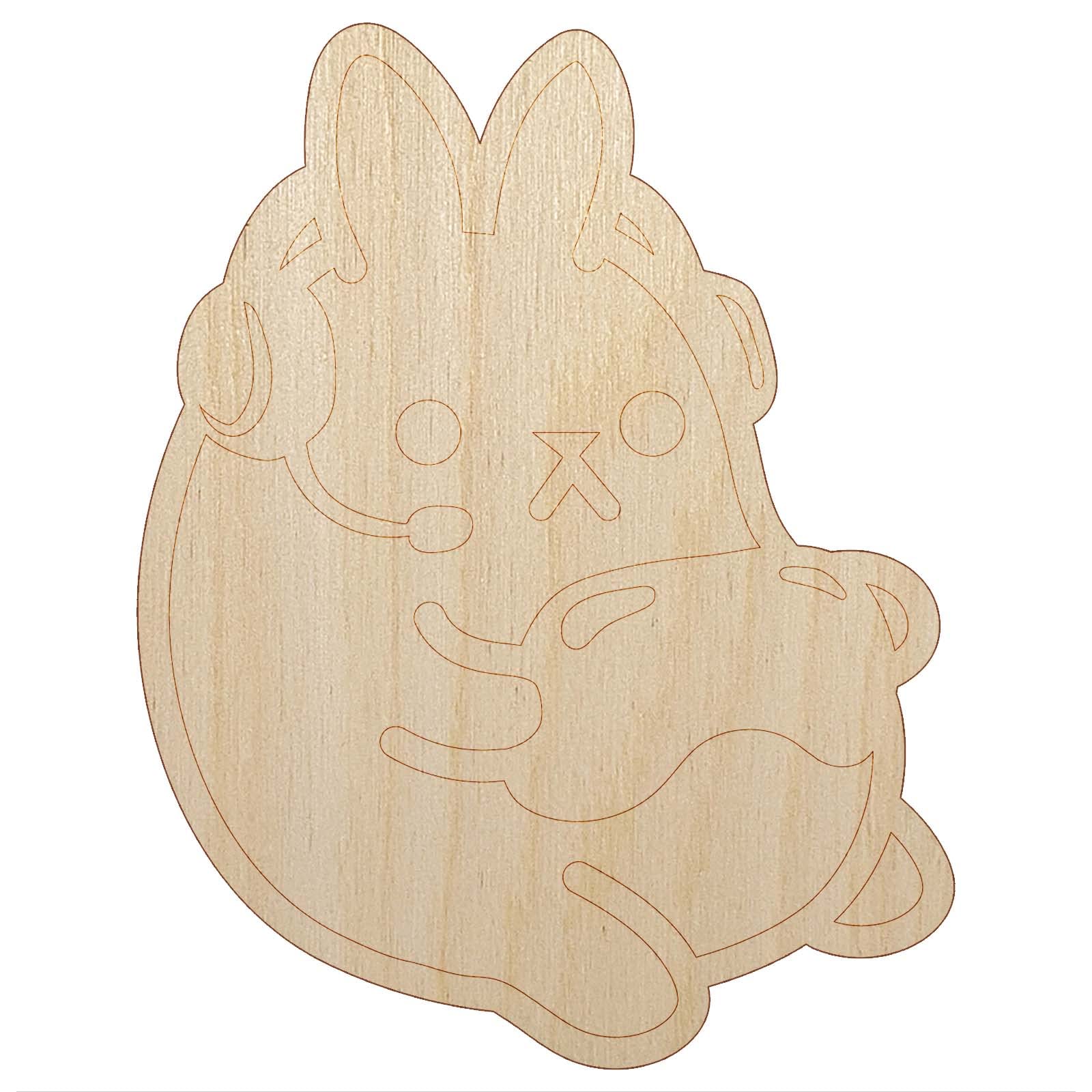 DIY Unfinished Wood Cutout - Geek Gamer Bunny Rabbit Playing Console Games - 1/4