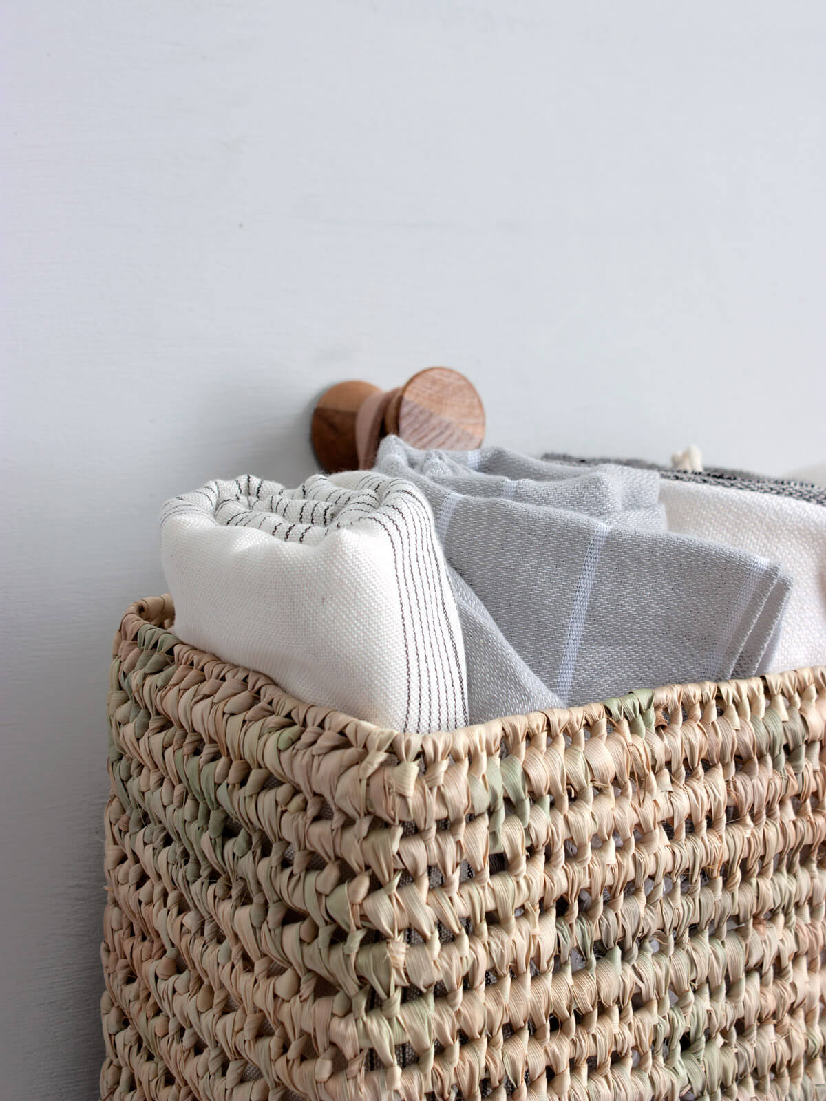 Osaka Wall Basket - Decorative Storage Organizer for Home, Bathroom, Kitchen | Perfect for Hanging Towels, Fruits, or Small Items | Rustic Farmhouse Style Shelf
