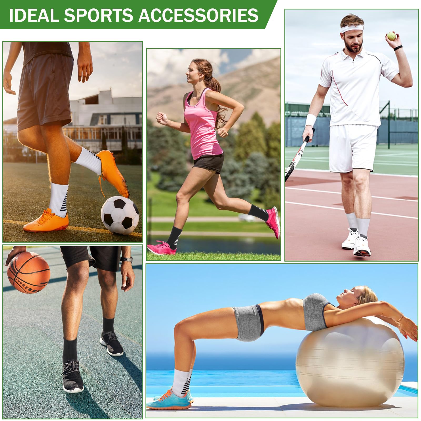 Ultrafun 4 Pairs Non-Slip Soccer Socks with Grips - Breathable Football & Basketball Athletic Socks for Men & Women - Perfect for Sports Training, Gym Workouts and Team Games