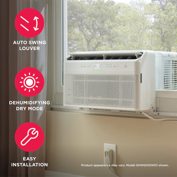 Frigidaire Gallery GHWQ125WD1 12,000 BTU U-Shaped Inverter WiFi Window Air Conditioner - Energy Star Certified White - Perfect for Bedrooms, Living Rooms & Home Offices